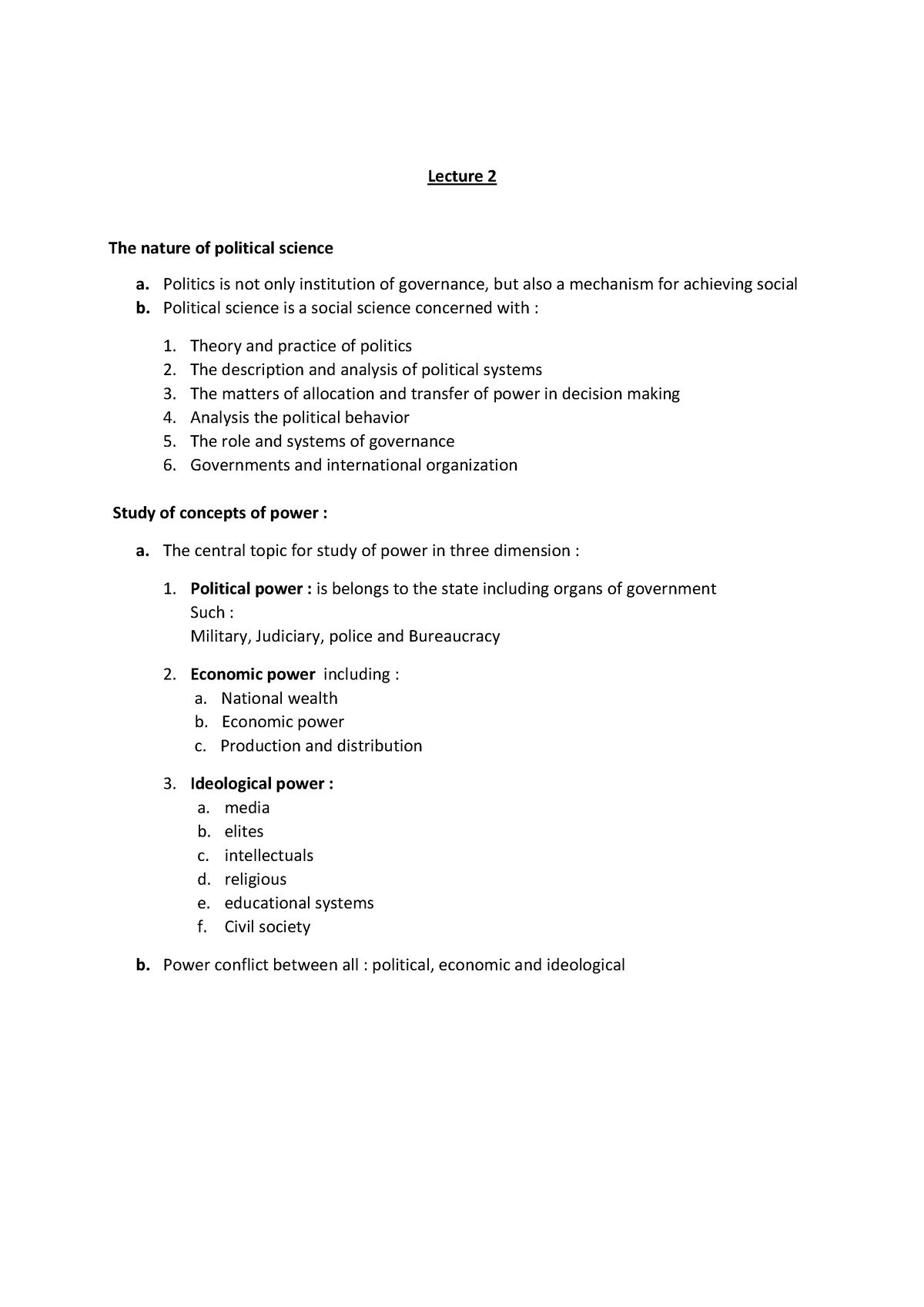 Political sciene 2 - Lecture 2 The nature of political science a ...