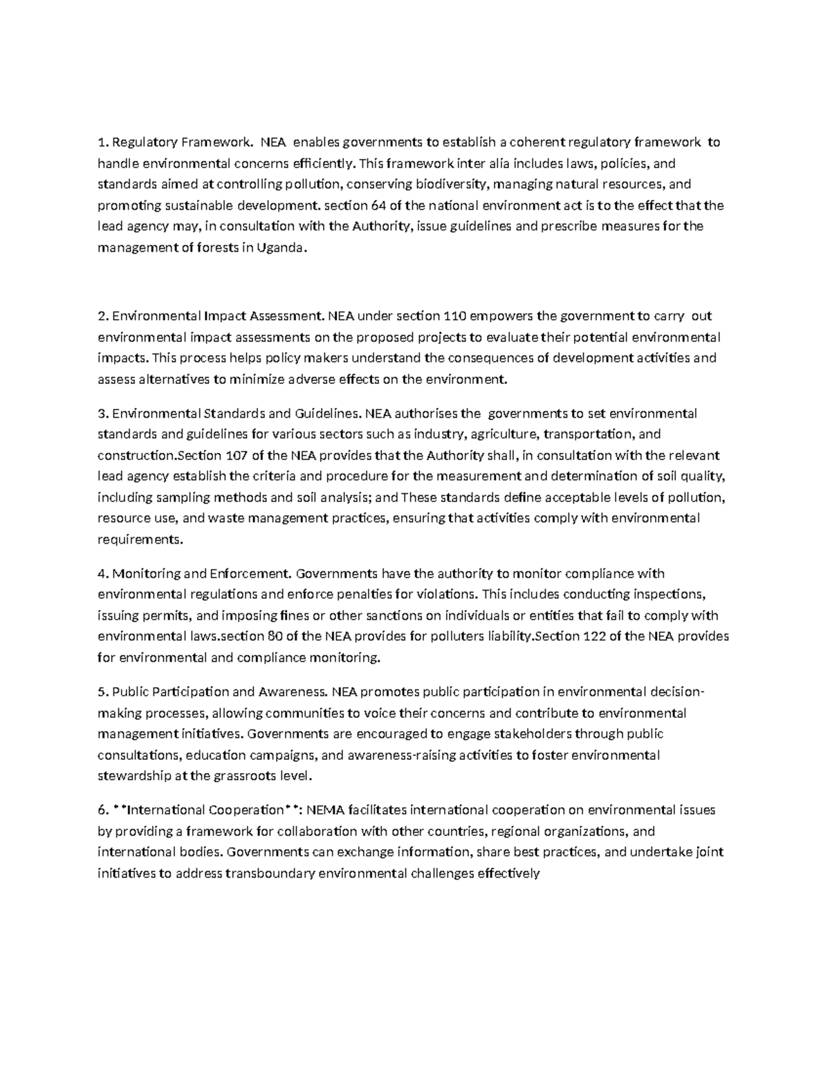 Environmental coursework 1-1 - Regulatory Framework. NEA enables ...