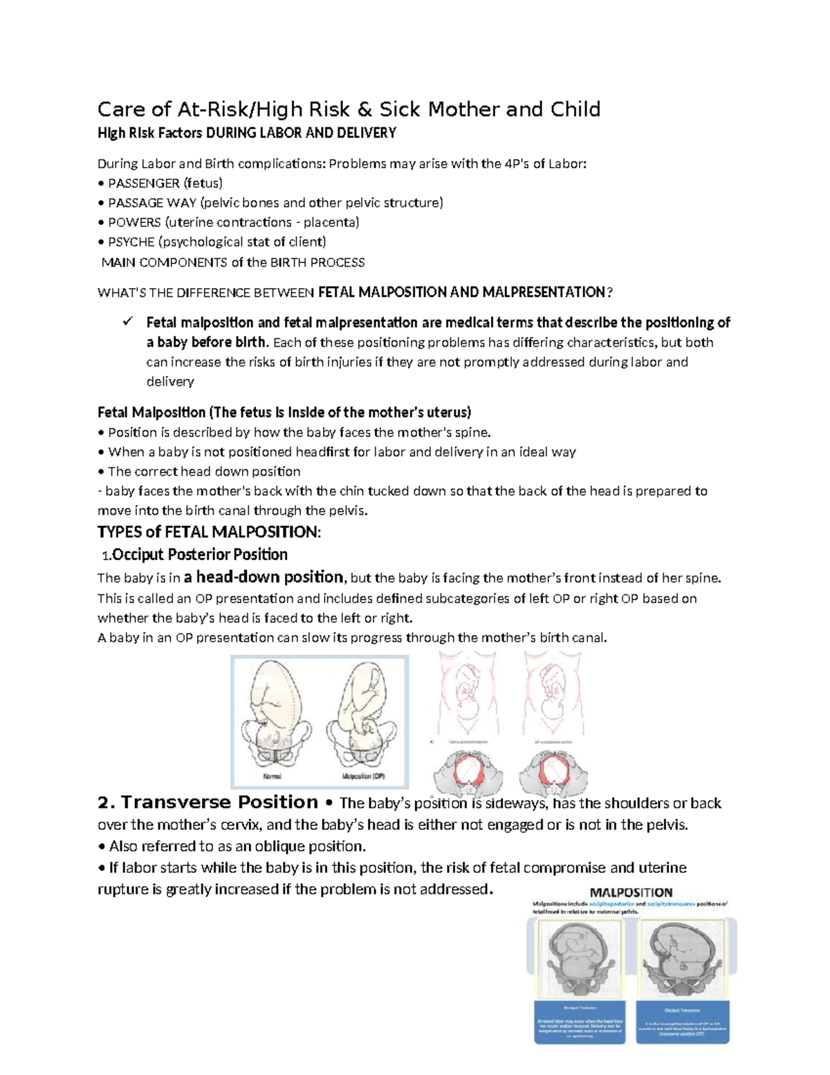 Maternal- Lately - Care of At-Risk/High Risk & Sick Mother and Child ...