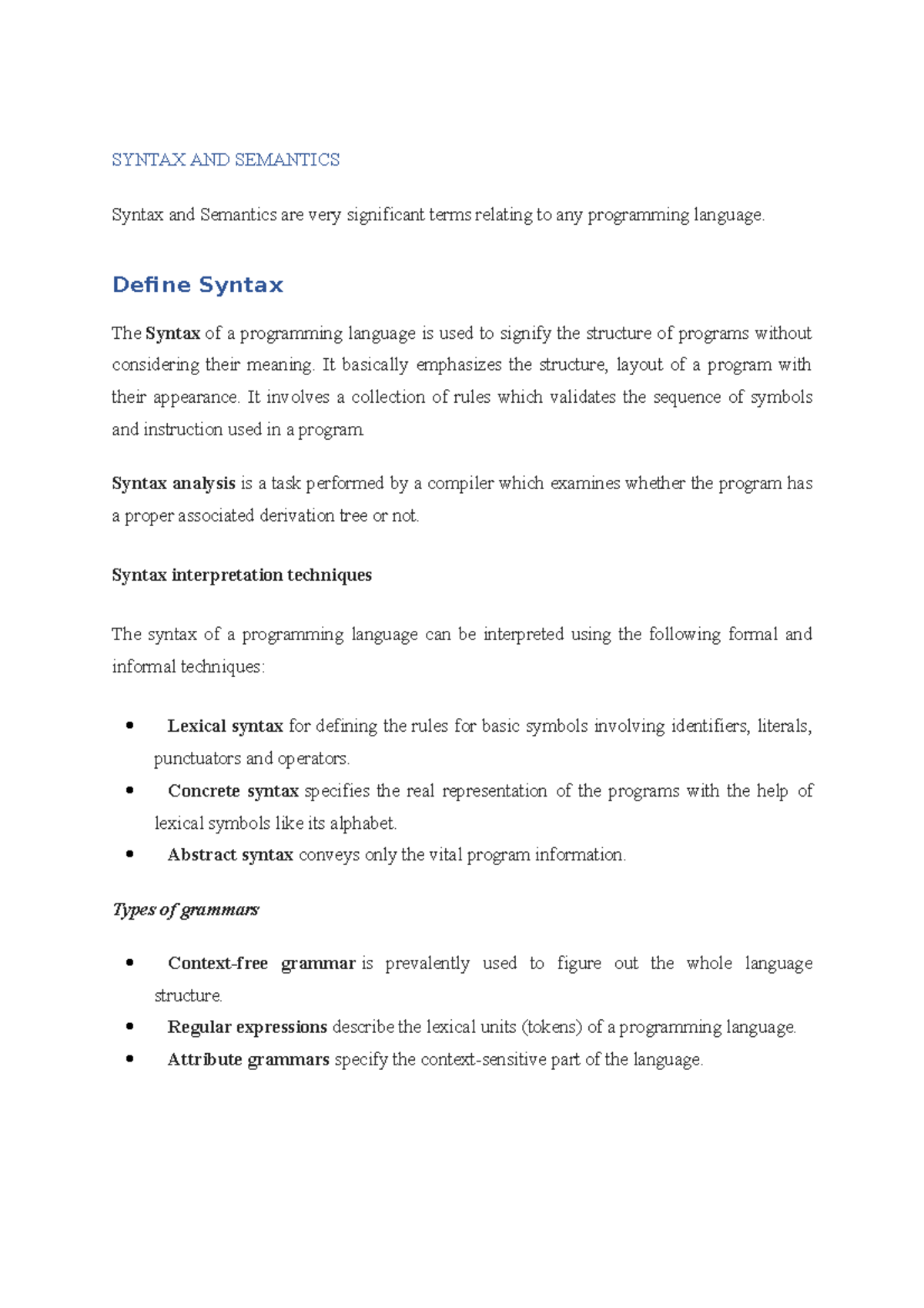 Syntax AND Semantics - SYNTAX AND SEMANTICS Syntax and Semantics are ... image.