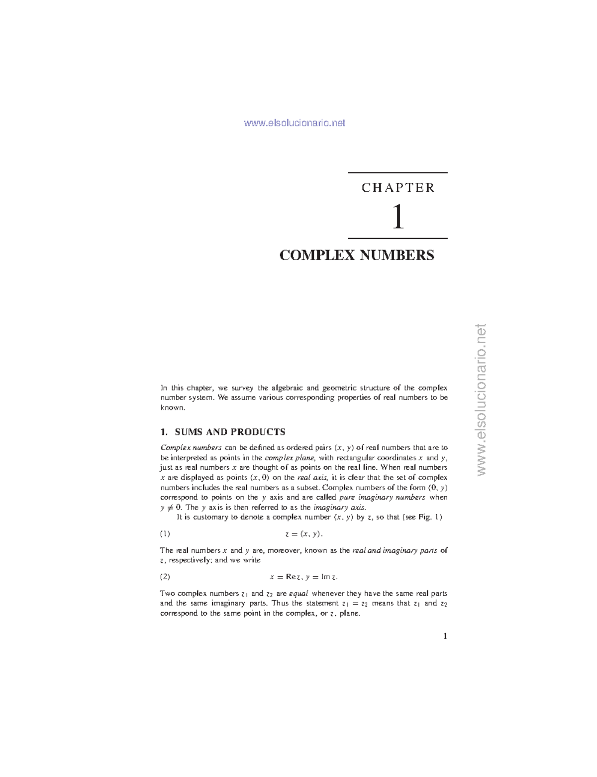 R5 ejercicios resueltos C H A P T E R 1 COMPLEX NUMBERS In this