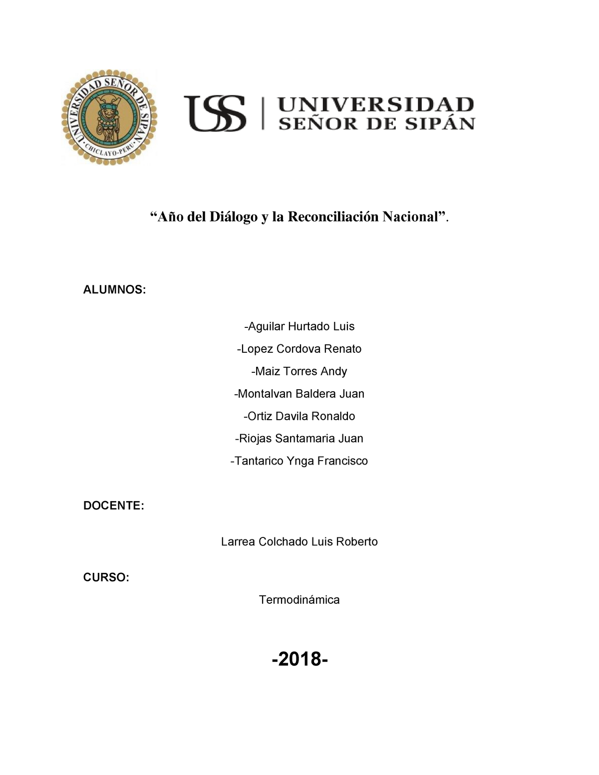 Ejercicios DE Maquinas Termicas - “Año del Diálogo y la Reconciliación ...