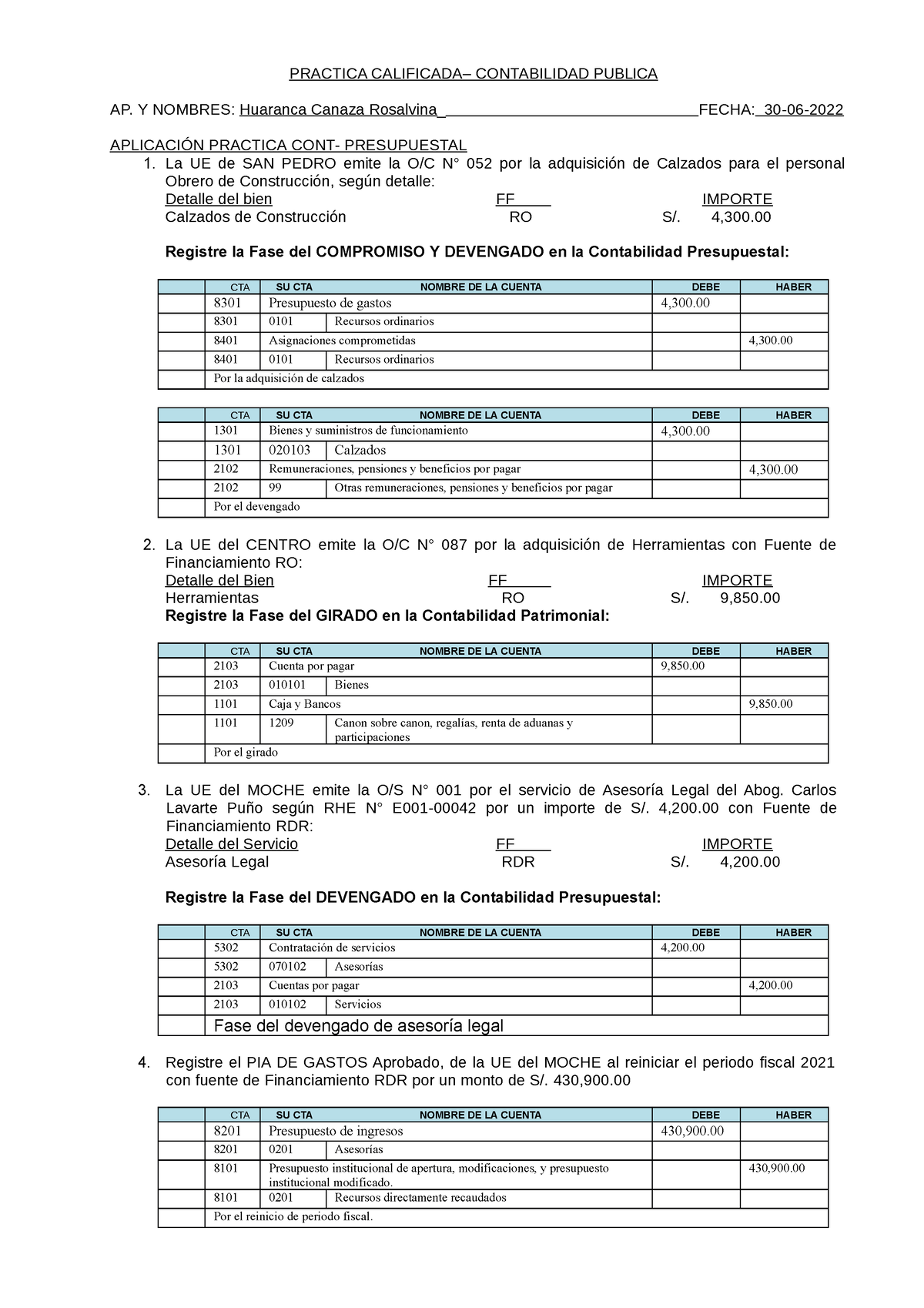 Caso Practico - Contabilidad - PRACTICA CALIFICADA– CONTABILIDAD ...