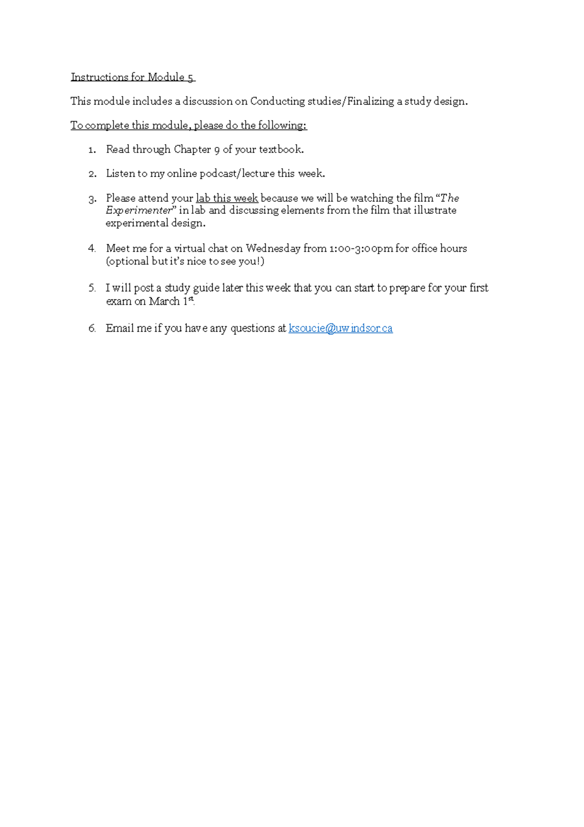 Instructions for Module 5 - To complete this module, please do the ...