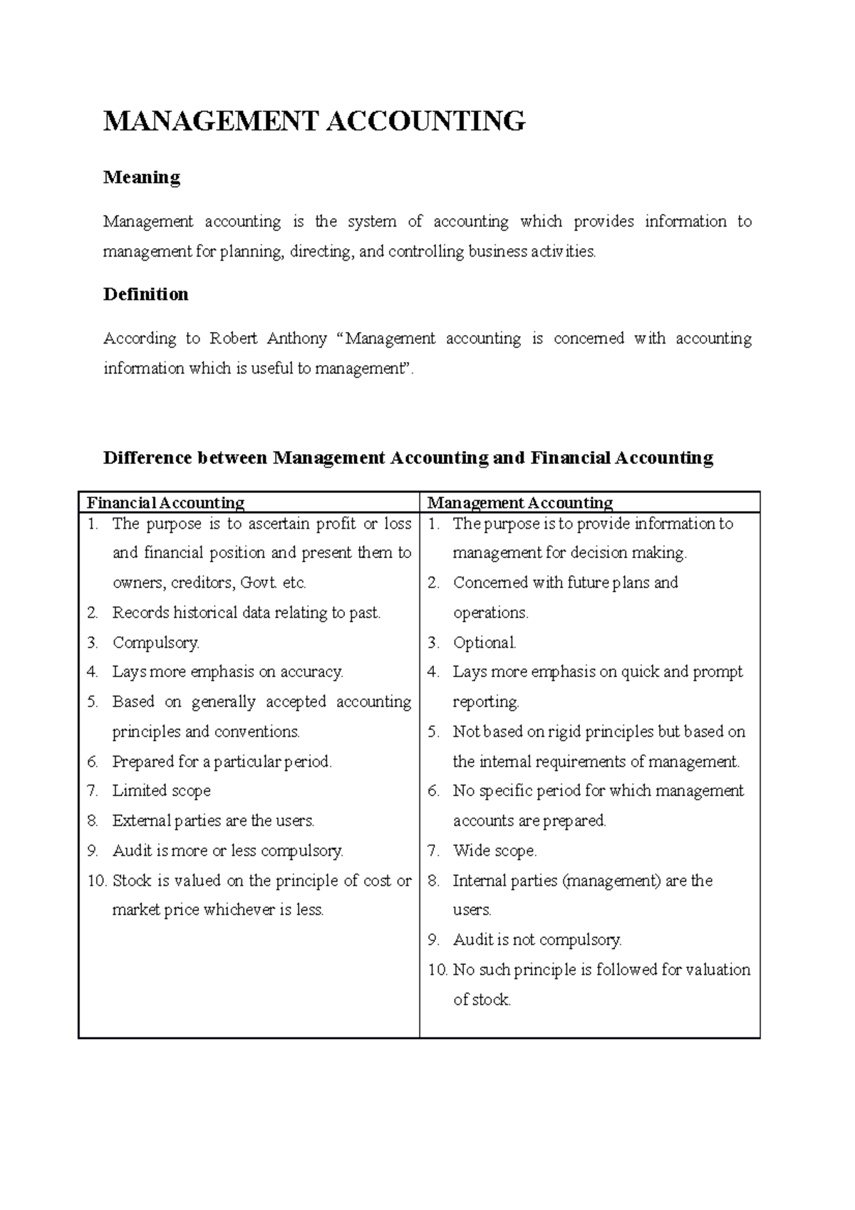 Management Accounting Definition According To Robert Anthony 