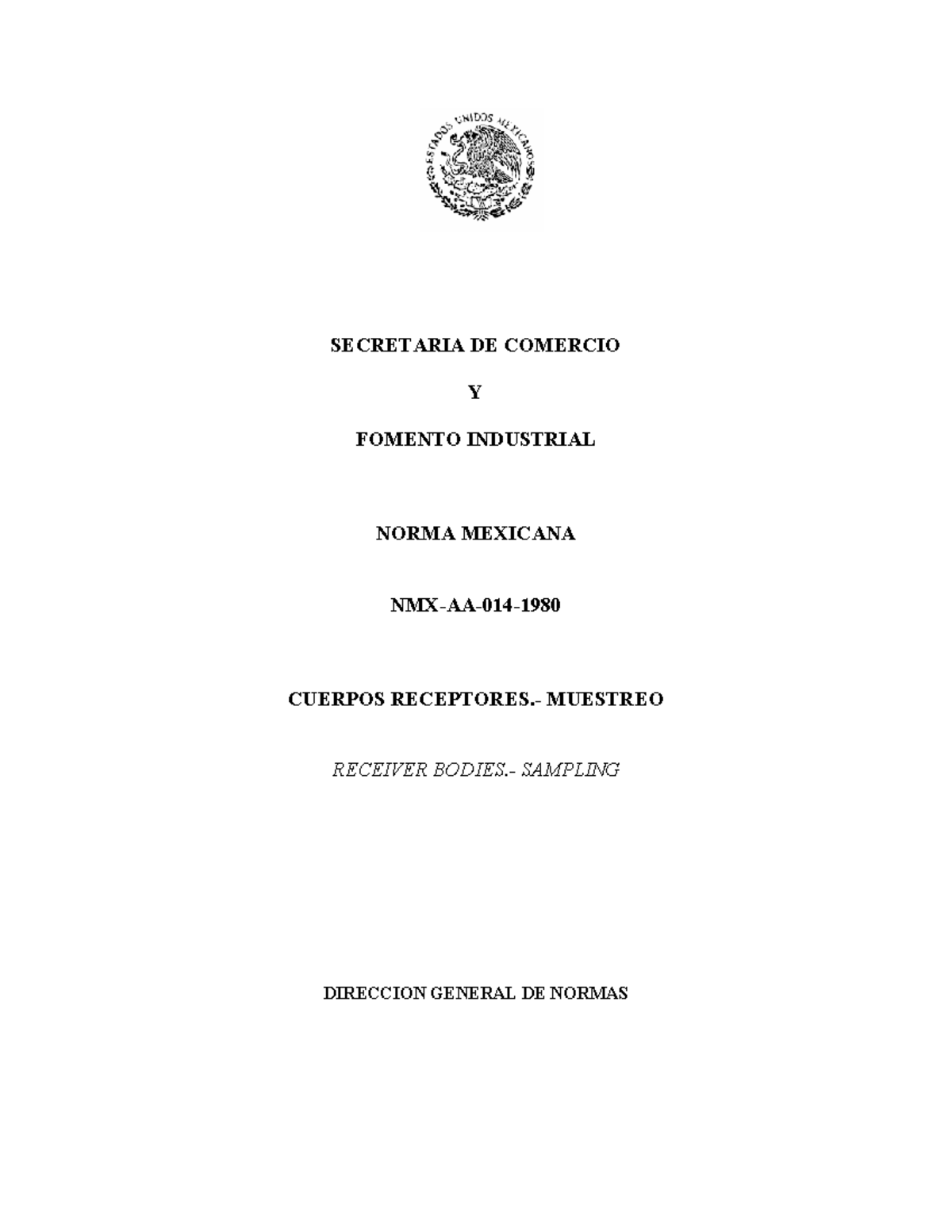 Muestreo NMX-AA-014-1980 - SECRETARIA DE COMERCIO Y FOMENTO INDUSTRIAL ...
