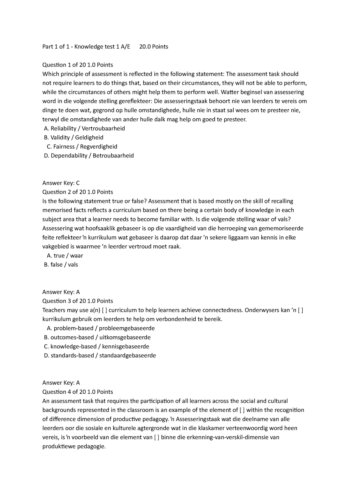 Knowledge test 1 Summary Onderwysstelsels Part 1 of 1 Knowledge