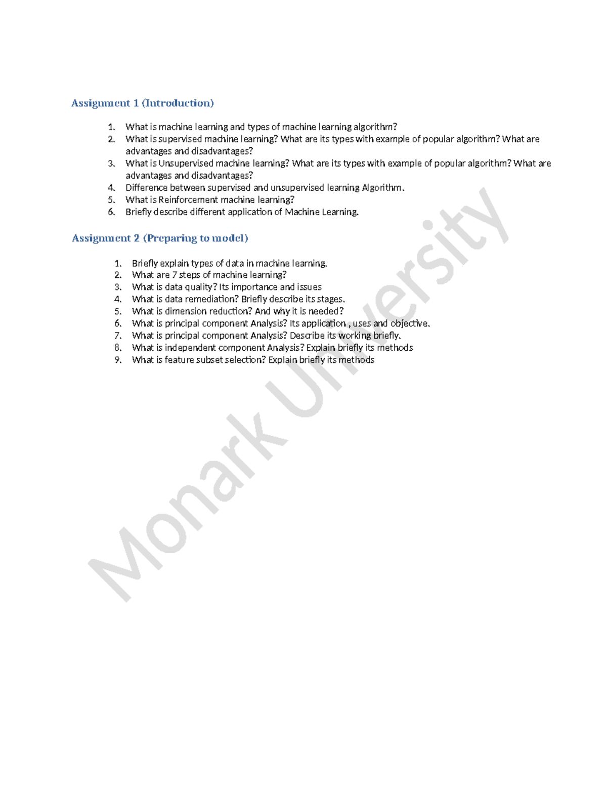 Machine Learning FAQ - FAQ - Assignment 1 (Introduction) 1. What is ...