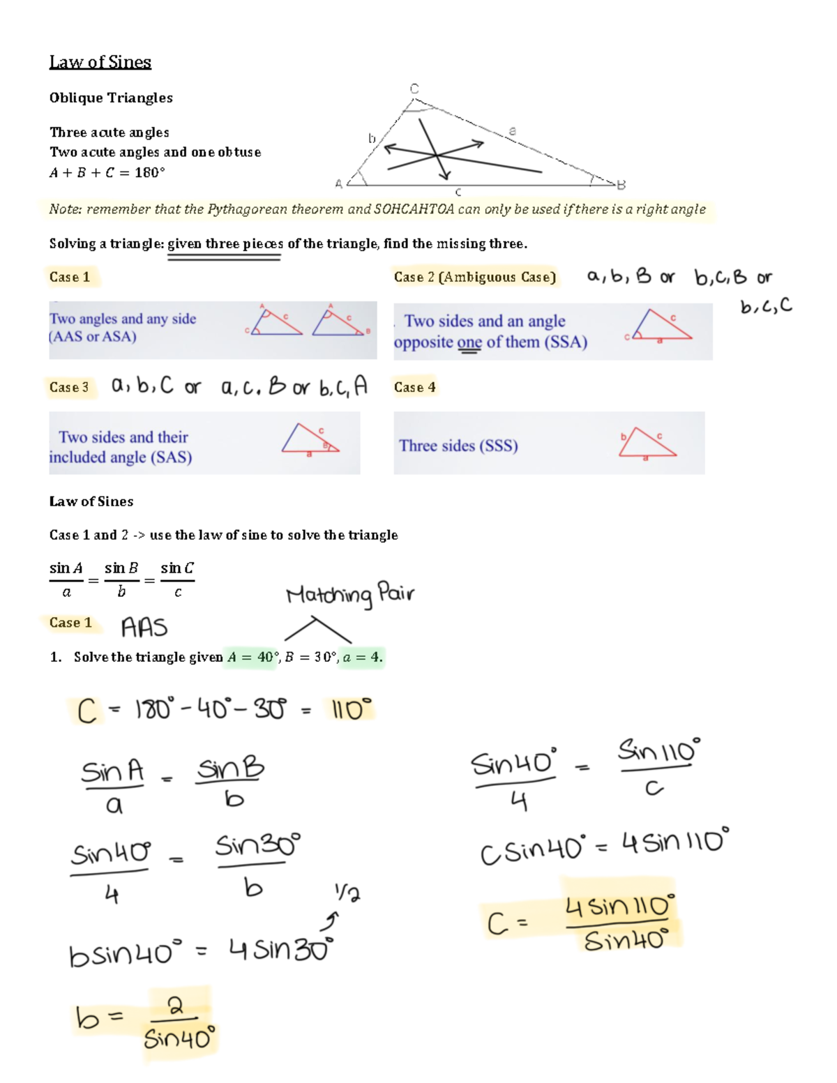 W10+V1+Law+of+Sines - Playposit video - Law of Sines Oblique Triangles ...