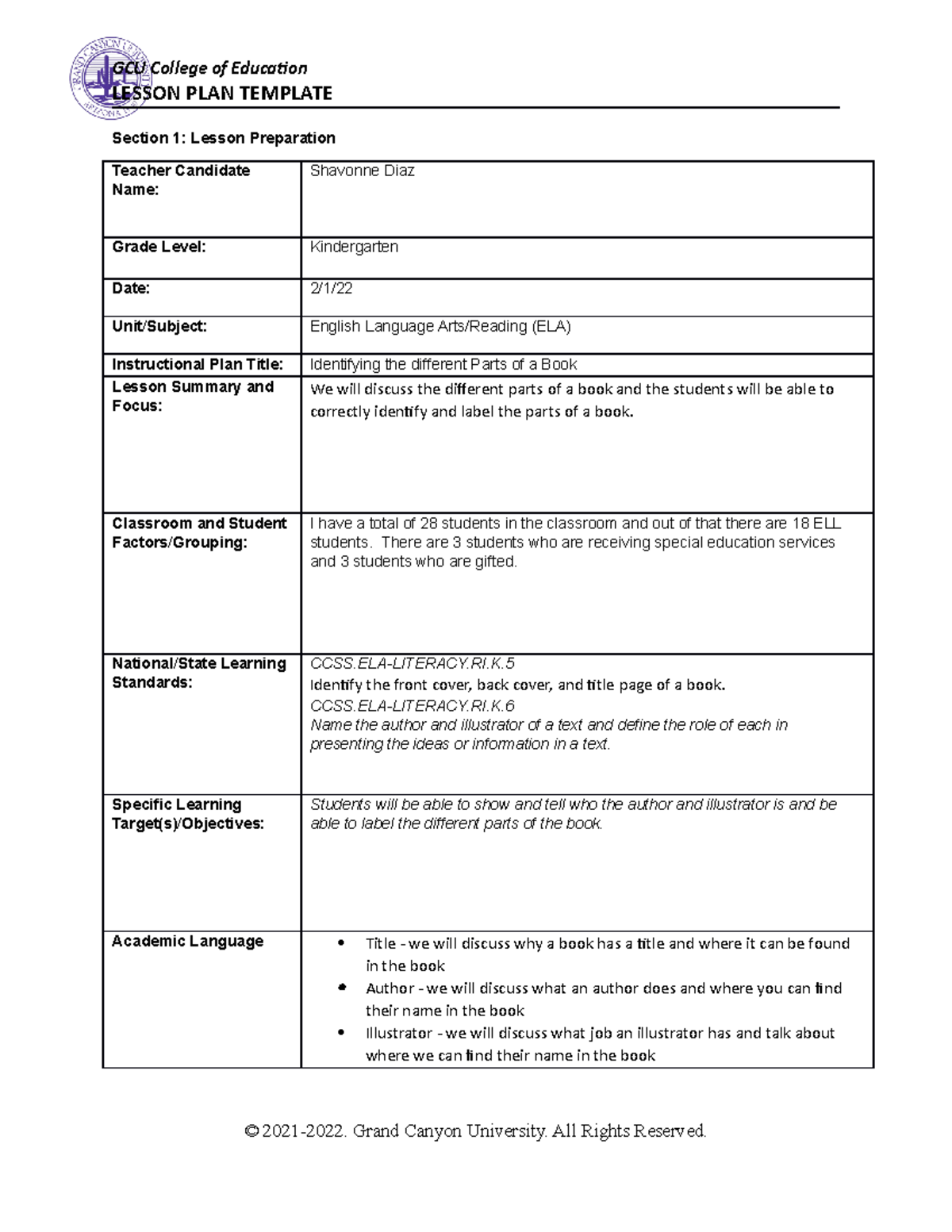 ESL436N Lesson Plan - GCU College of Education LESSON PLAN TEMPLATE ...