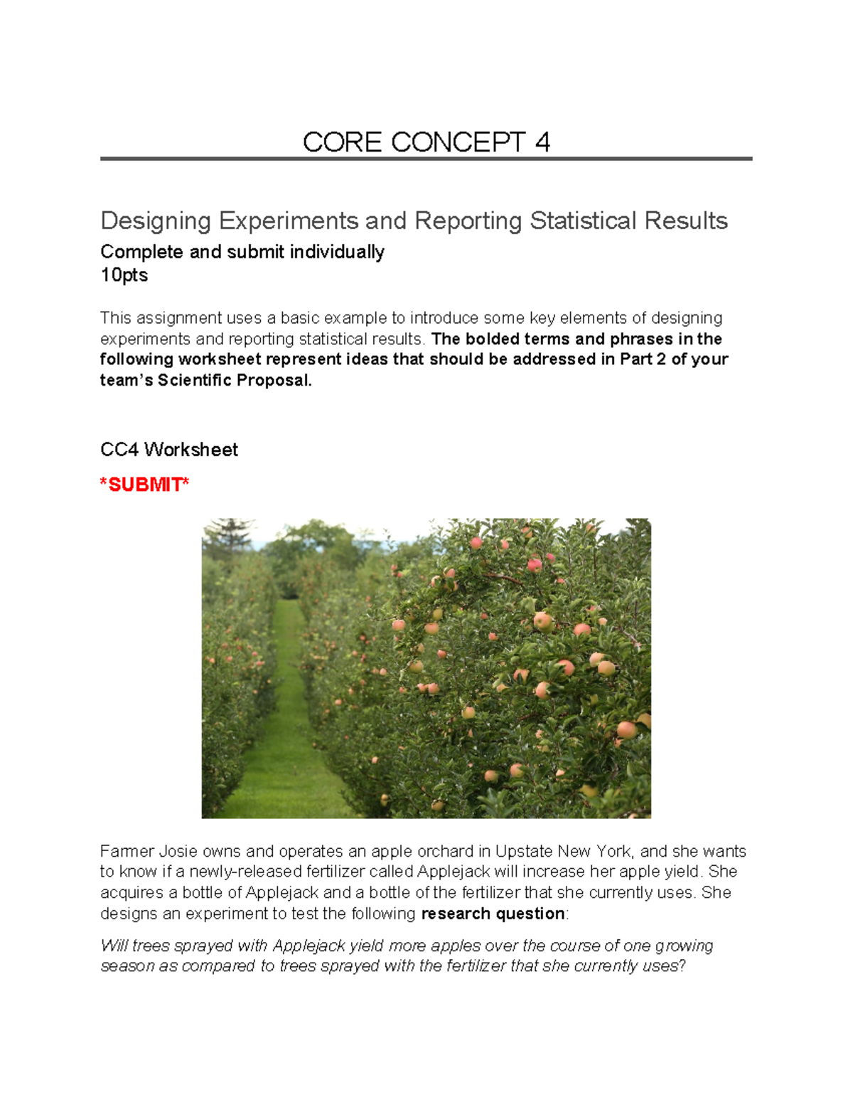 CORE Concept 4 - Bio 113 - CORE CONCEPT 4 Designing Experiments and ...