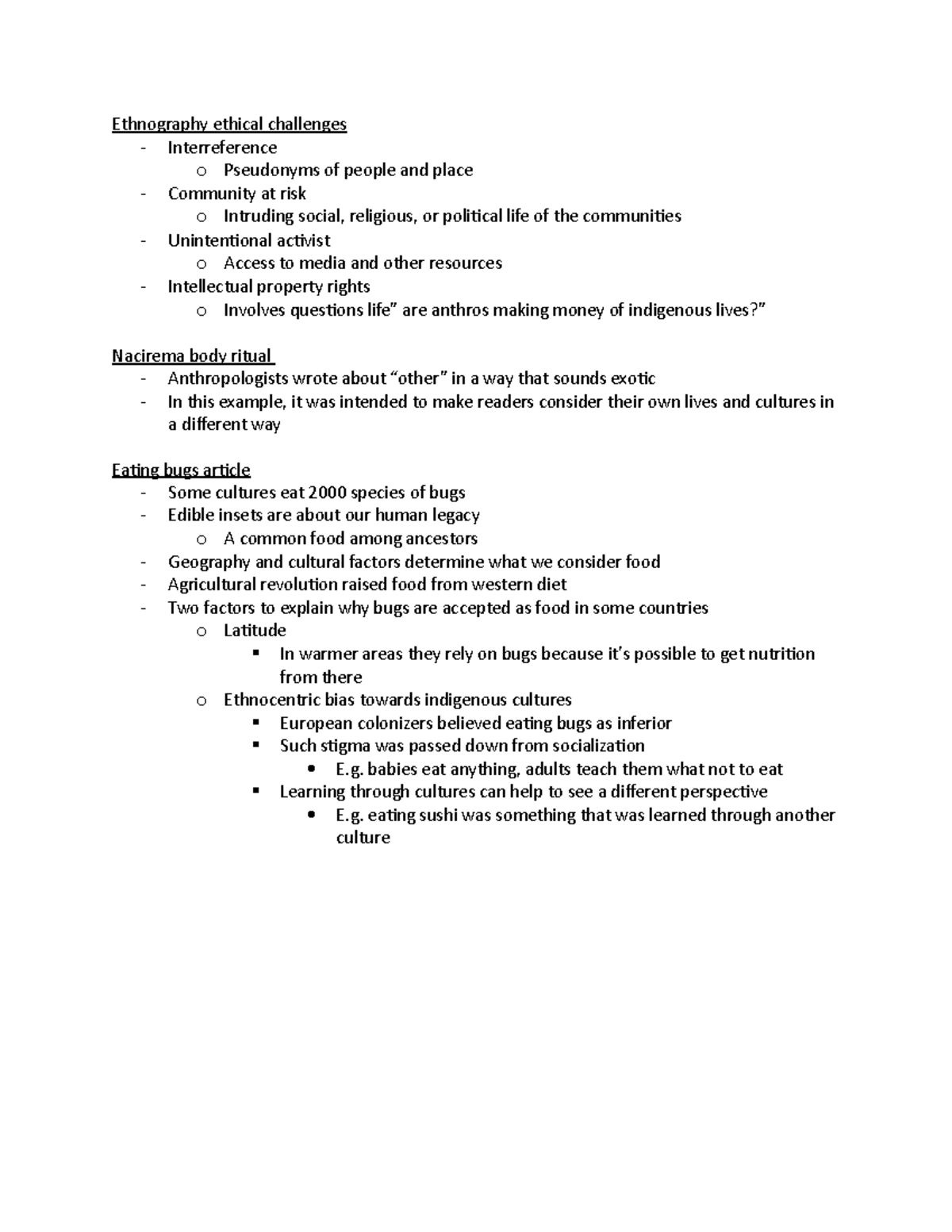 Anthro lecture 2 week 3 - Ethnography ethical challenges ...