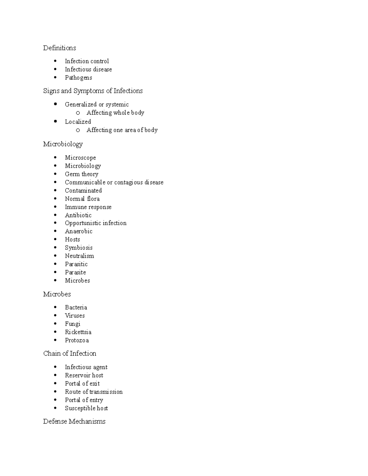 Infection Control (Chapter 10) - Definitions Infection control ...