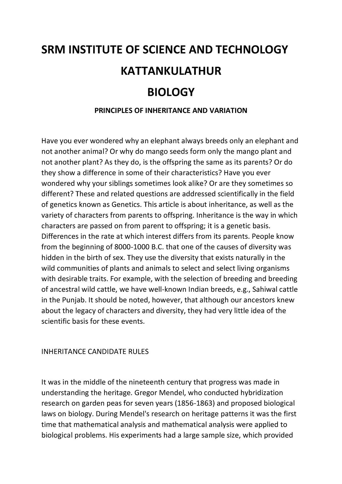 case study based questions on principles of inheritance and variation