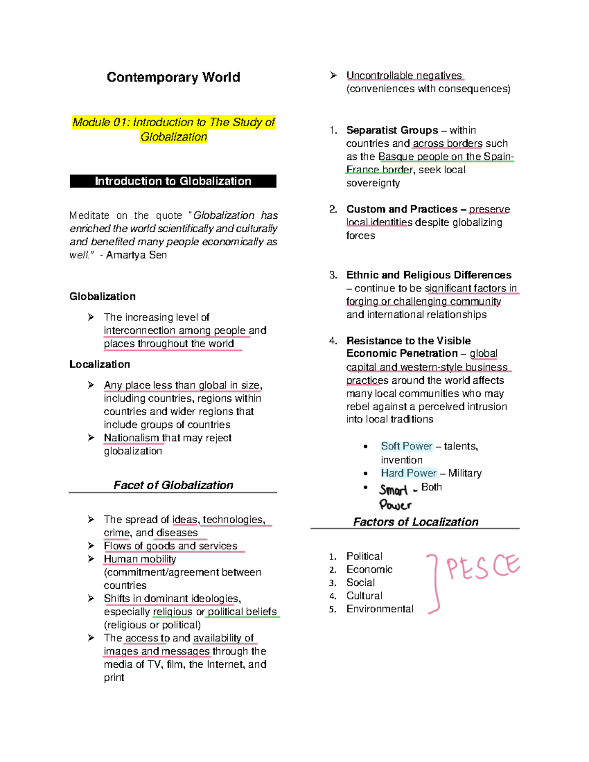 1 Contemporary World Notes - Contemporary World Module 01: Introduction ...