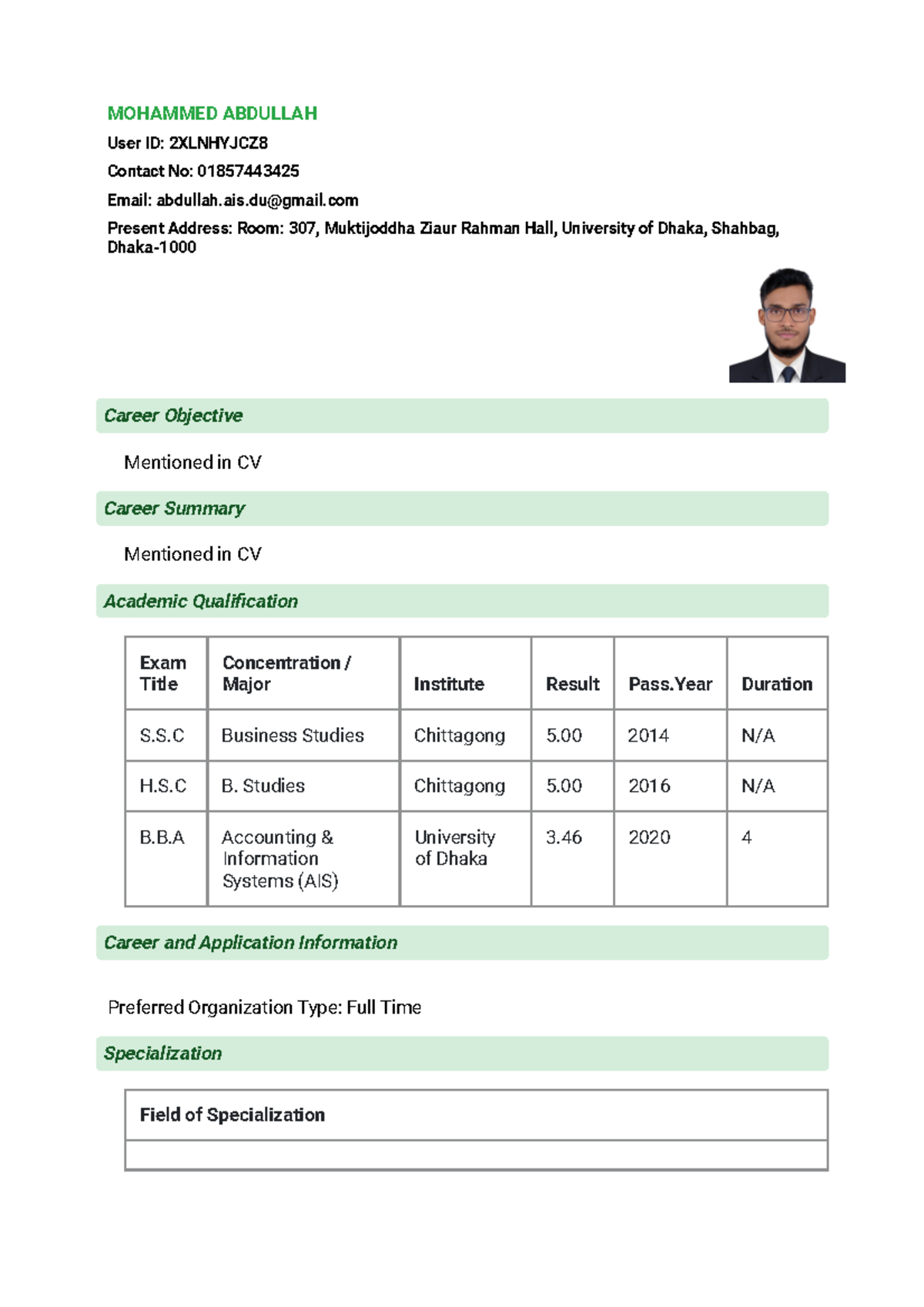 Mohammed Abdullah cv - nbjn - MOHAMMED ABDULLAH User ID: 2XLNHYJCZ ...