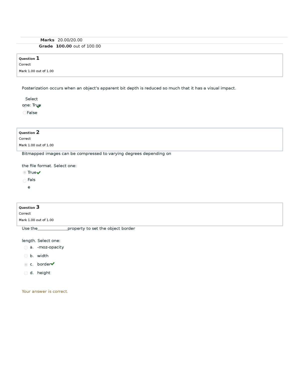 Web Enhanced Animation Graphics Prelim Lab Quiz 2 - Marks 20/20. Grade ...