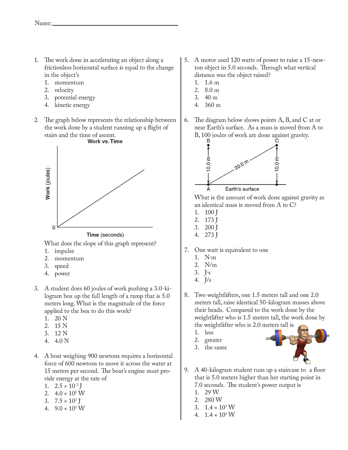 WEP-Work And Power F - Classnoe - WEP-Work And Power APlusPhysics: WEP ...