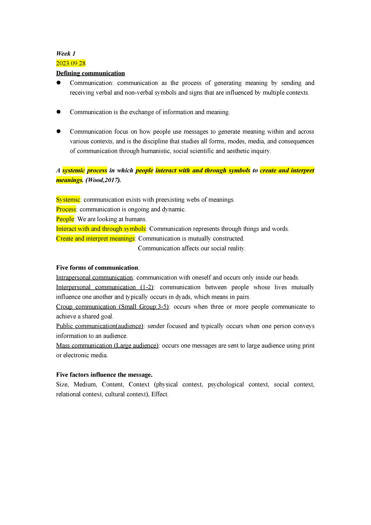 Com200 - Com - Week 1 2023. Defining Communication Communication ...