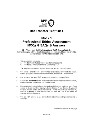 Ch 1-5 - materials - PROFESSIONAL ETHICS REVISION GUIDE PART 1 TABLE OF ...