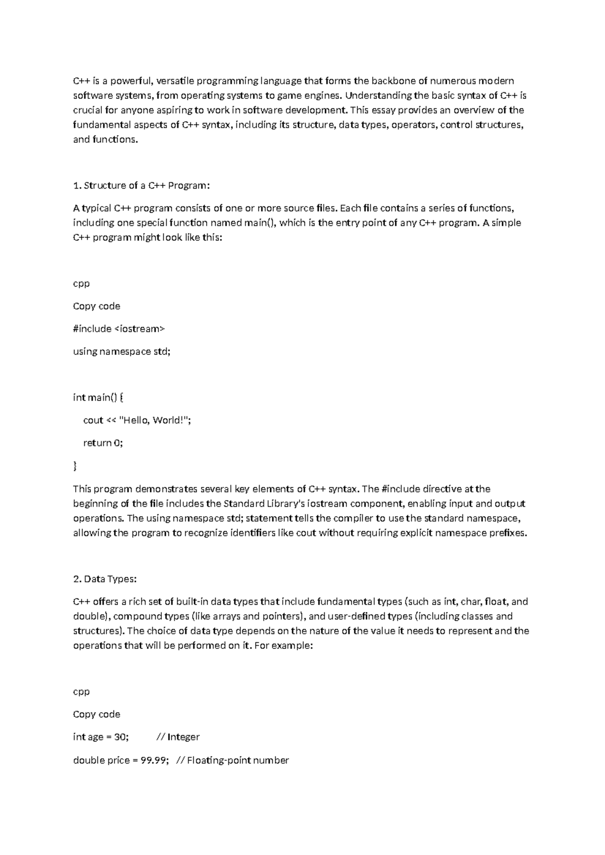 C plus plus syntax brief - C++ is a powerful, versatile programming ...