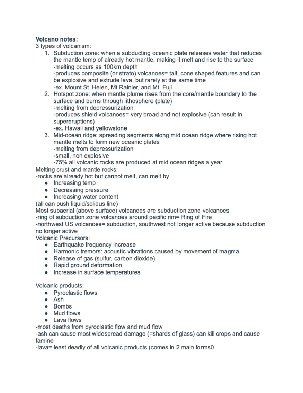 Geo volcano 1 - Professor sanctioned notes, explainations, examples ...