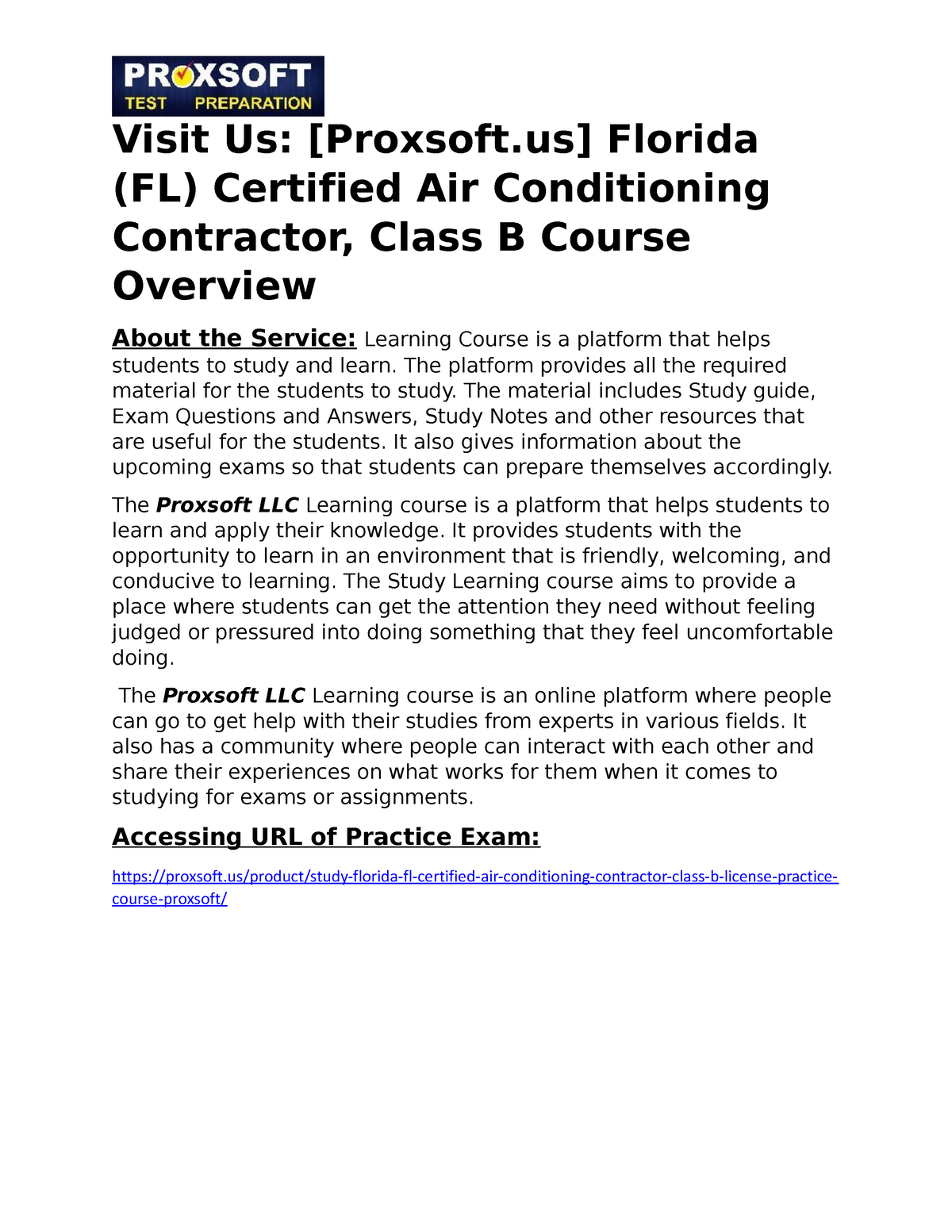 Florida (FL) Certified Air Conditioning Contractor, Class B Practice ...