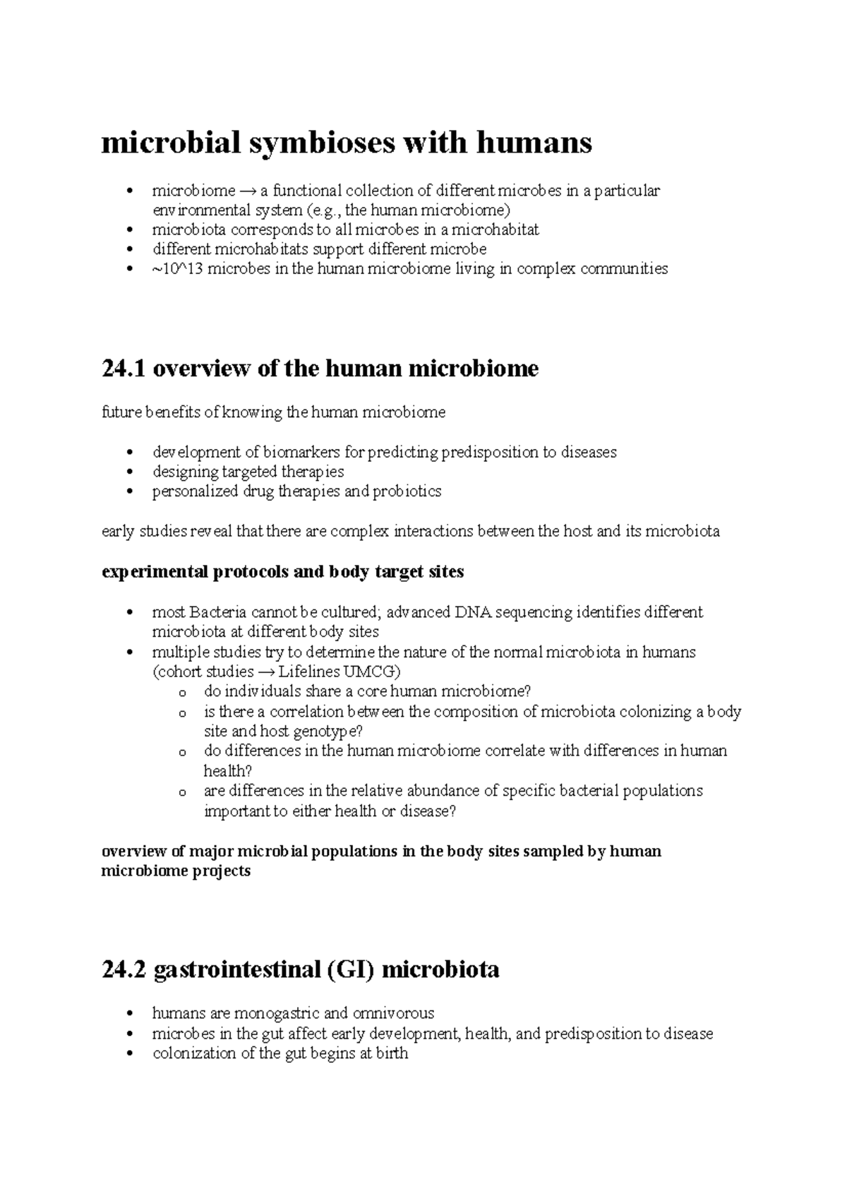 Microbial symbioses with humans microbiology lecture microbial