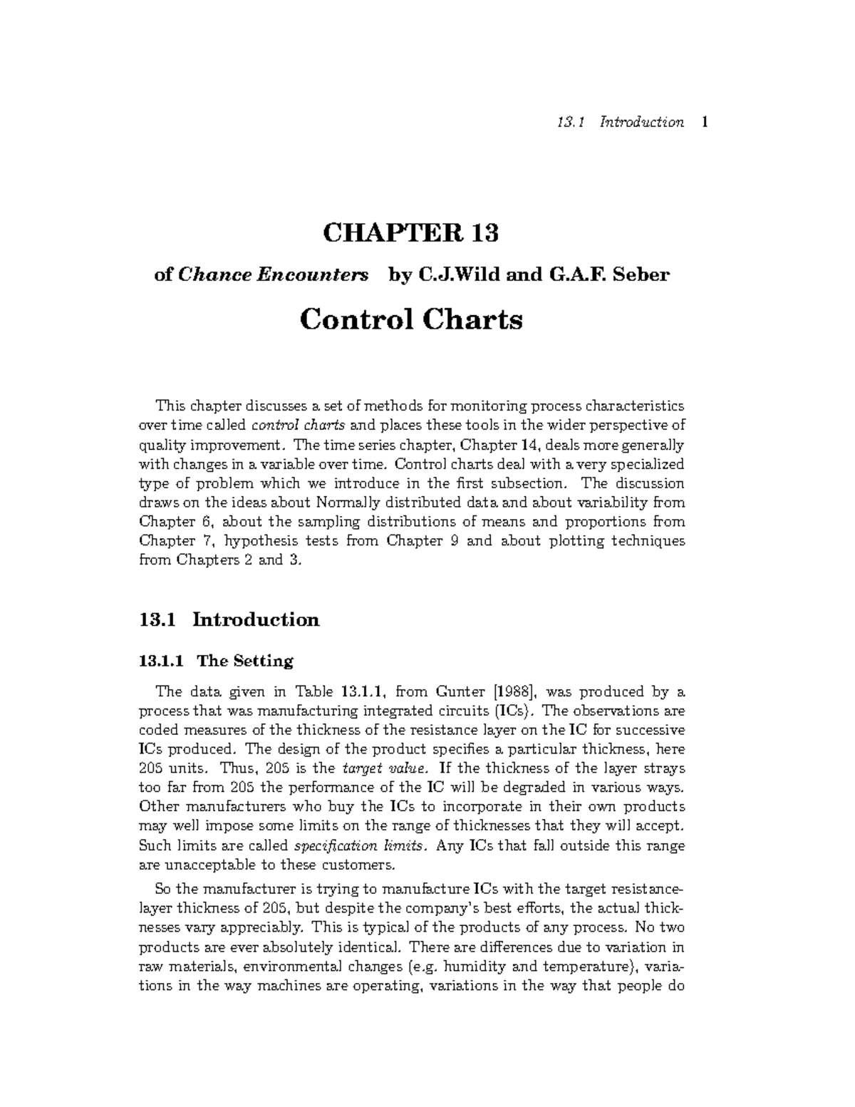 Control Charts - MSA - 13 Introduction CHAPTER 13 of Chance Encounters ...