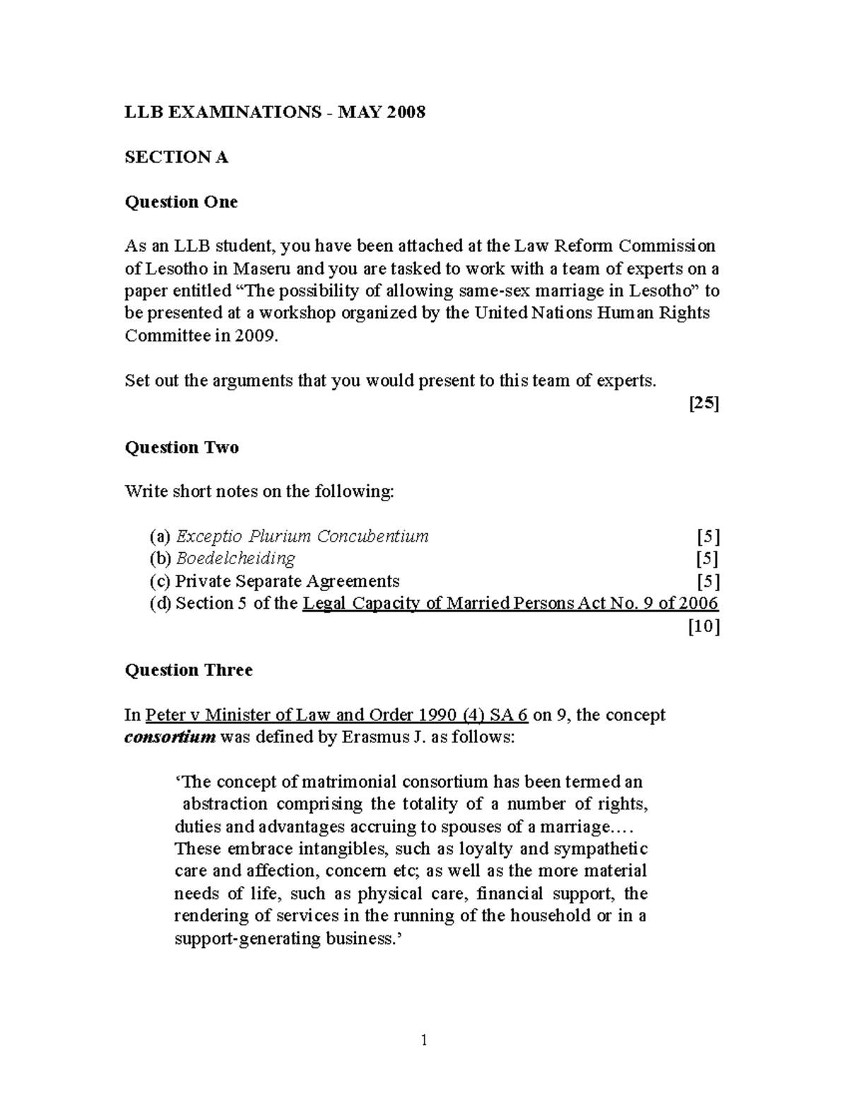 Sample/practice exam 19 September 2020, questions - LLB EXAMINATIONS ...