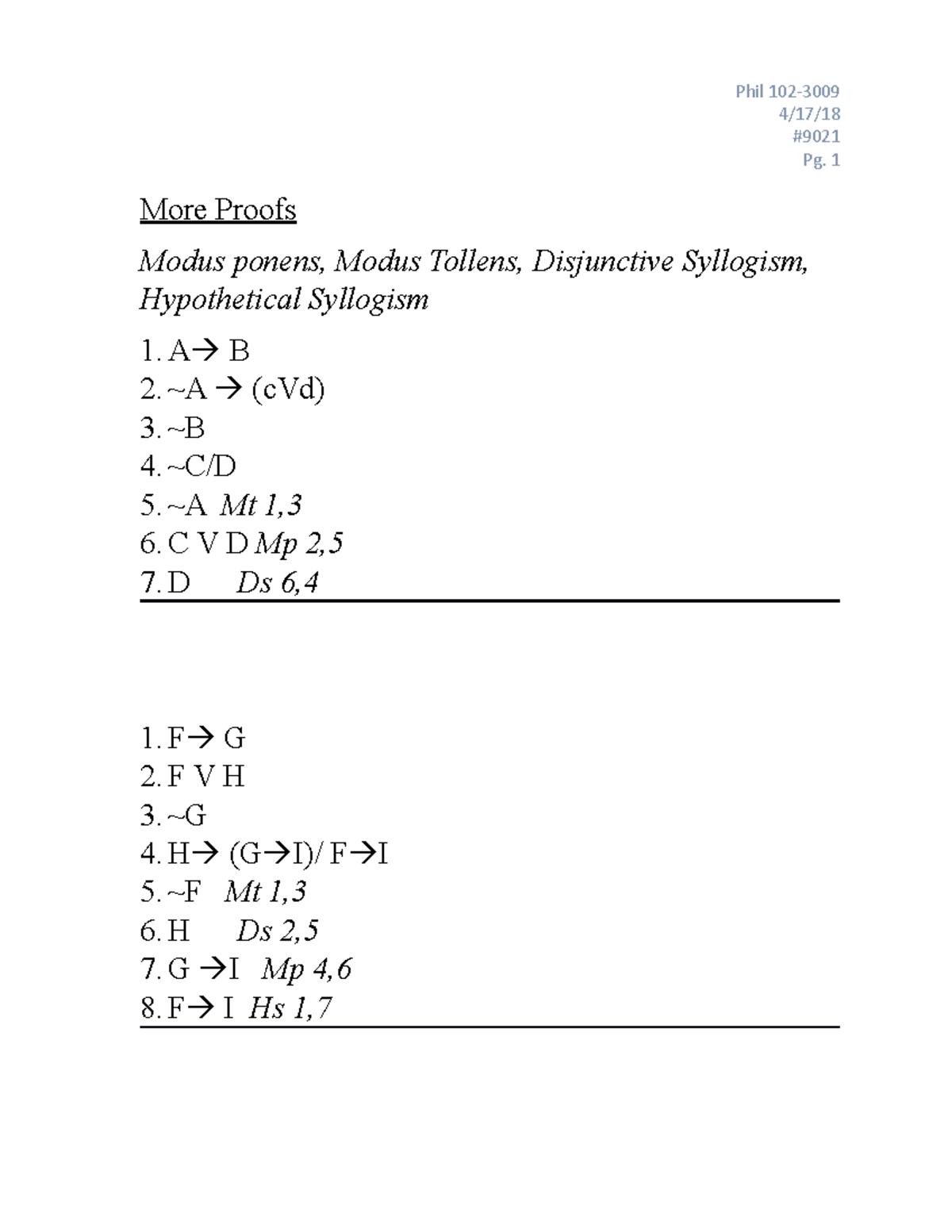 Modus Ponens E Modus Tollens Esercizi