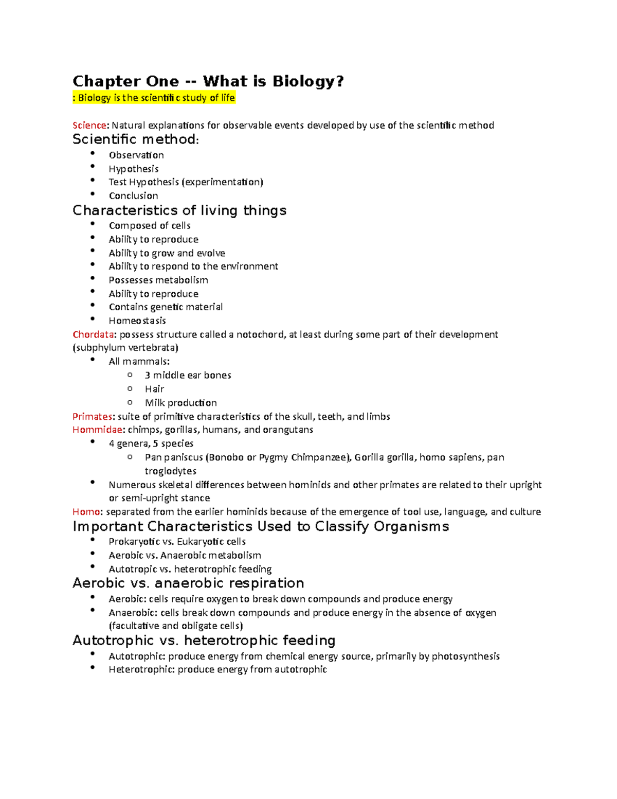 Bio chapter 1 - Chapter One - What is Biology? : Biology is the ...