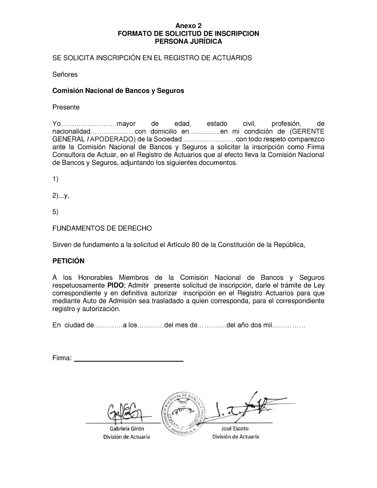 Rac Anexo 2 Solicitud De Inscripcion Persona Juridica Anexo 2 Formato