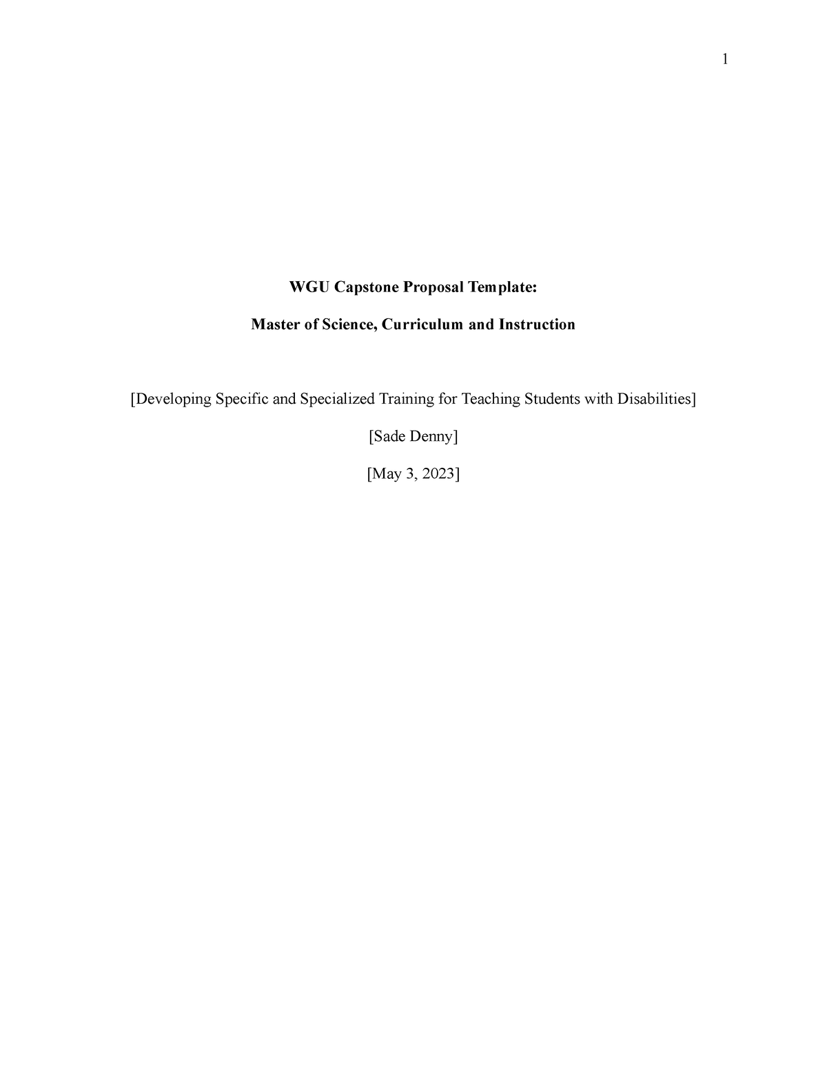 WGU Capstone Proposal Form WGU Capstone Proposal Template Master of