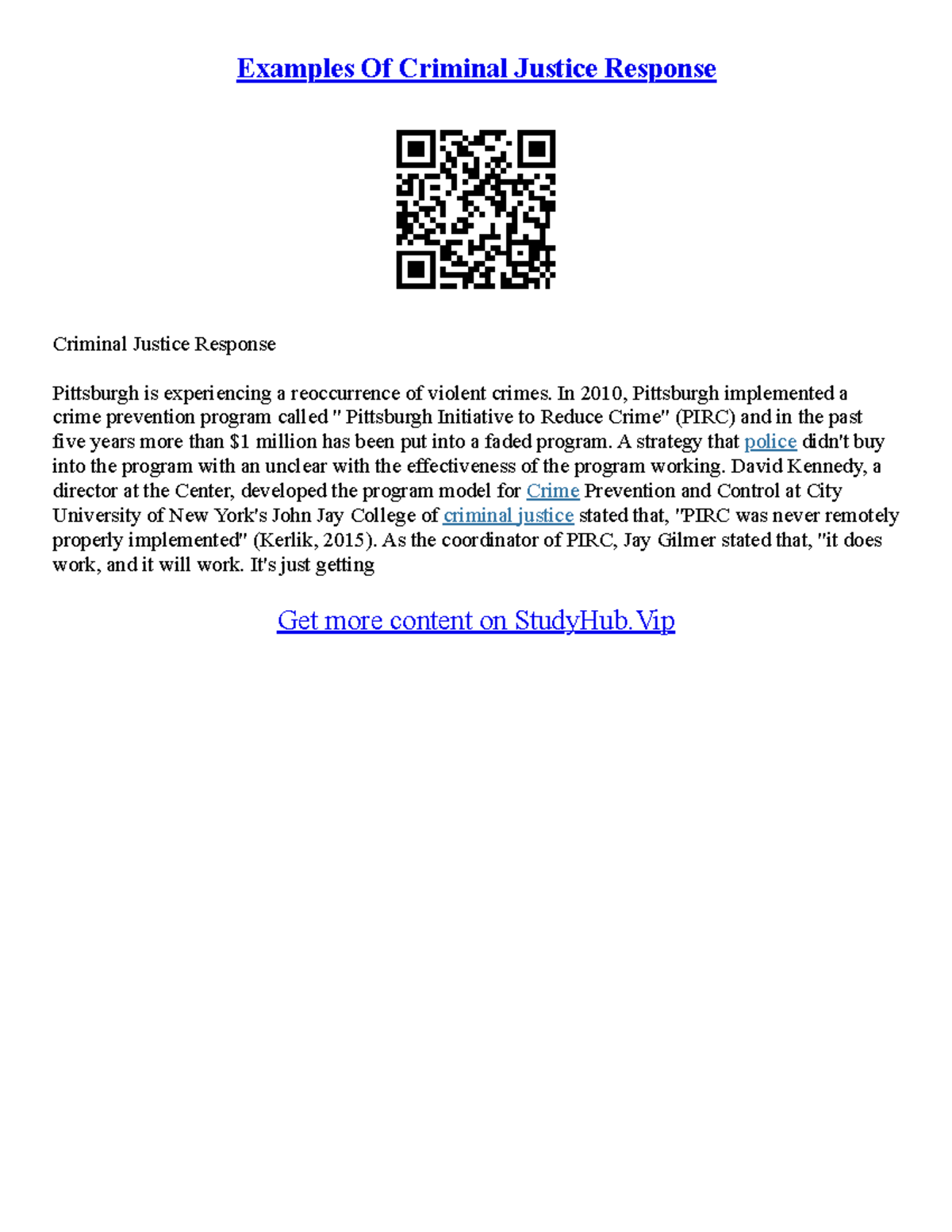 Examples Of Response Essays - Examples Of Criminal Justice Response ...