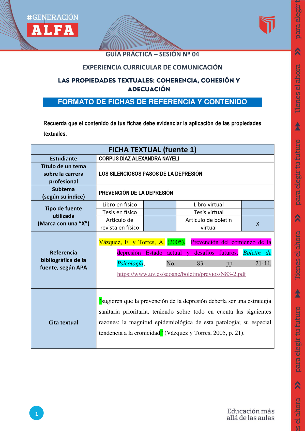 Formato PARA EL Examen Parcial - | 1 GUÕA PR¡CTICA – SESI”N N∫ 04  EXPERIENCIA CURRICULAR DE - Studocu