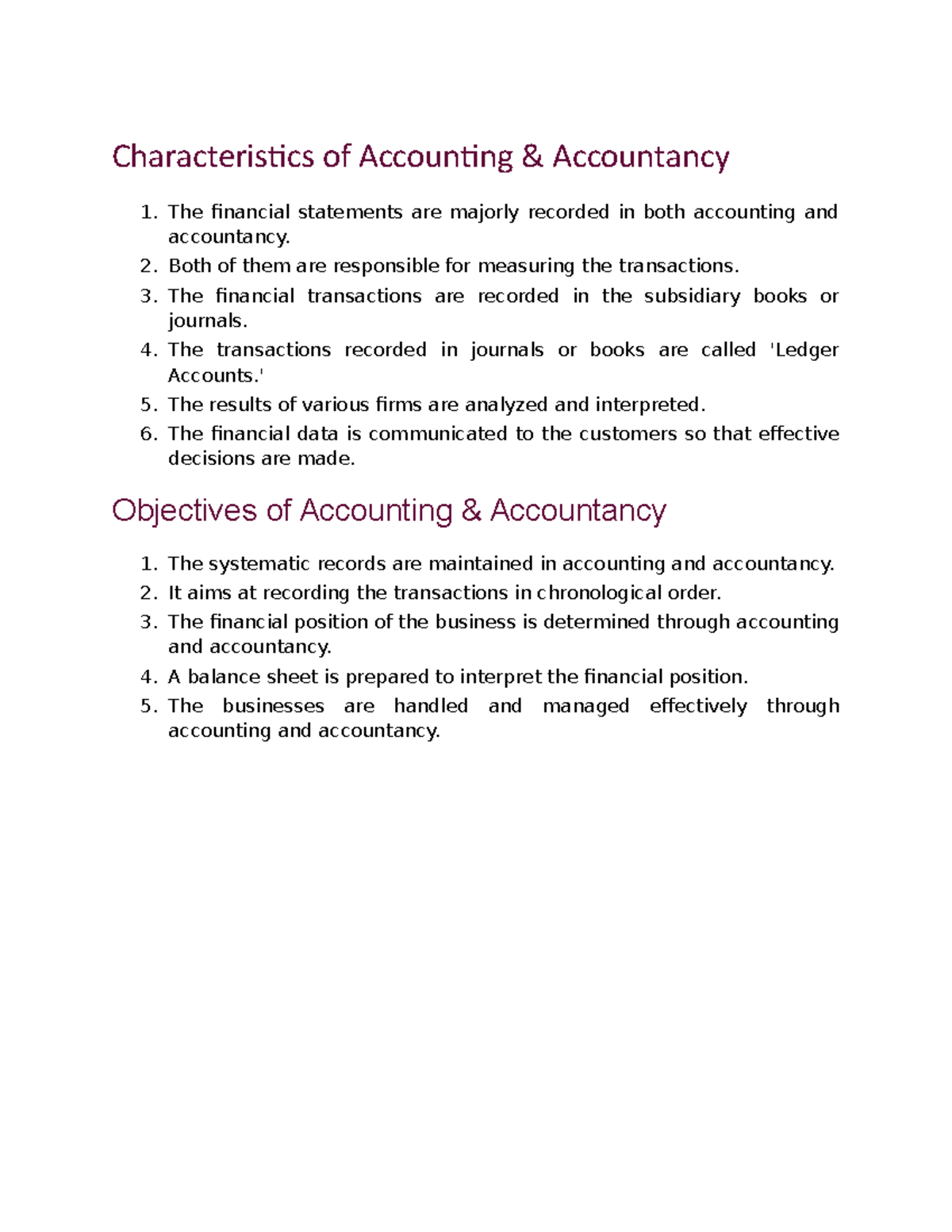 Characteristics & Objectives OF Accounting & Accountancy ...