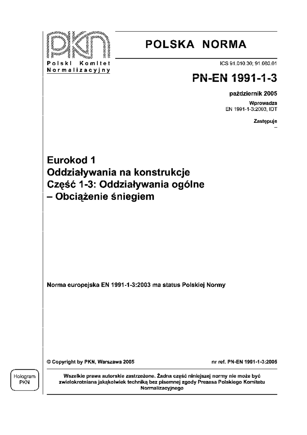 pn-en-1991-1-3-2005-oddzia-ywania-na-kostrukcje-oddzia-ywania-niegu