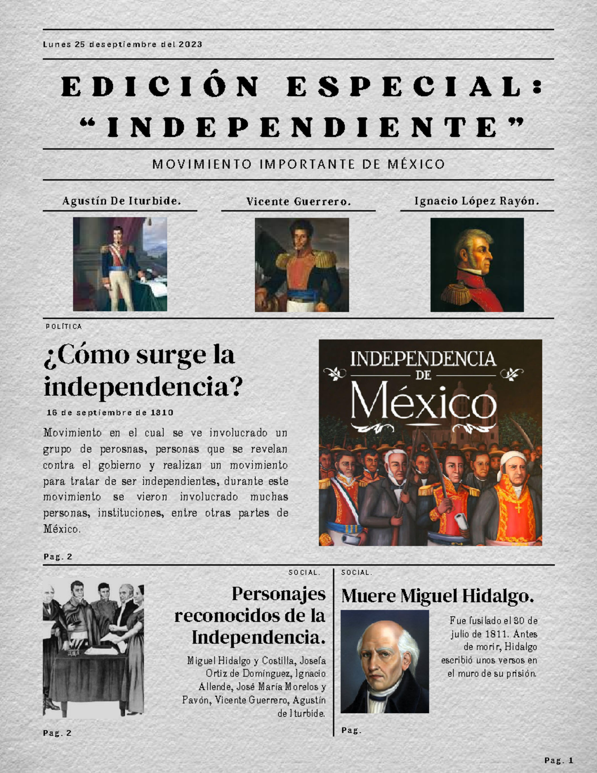 Periodo Historico de la Independencia y el Primer imperio mexicano. S