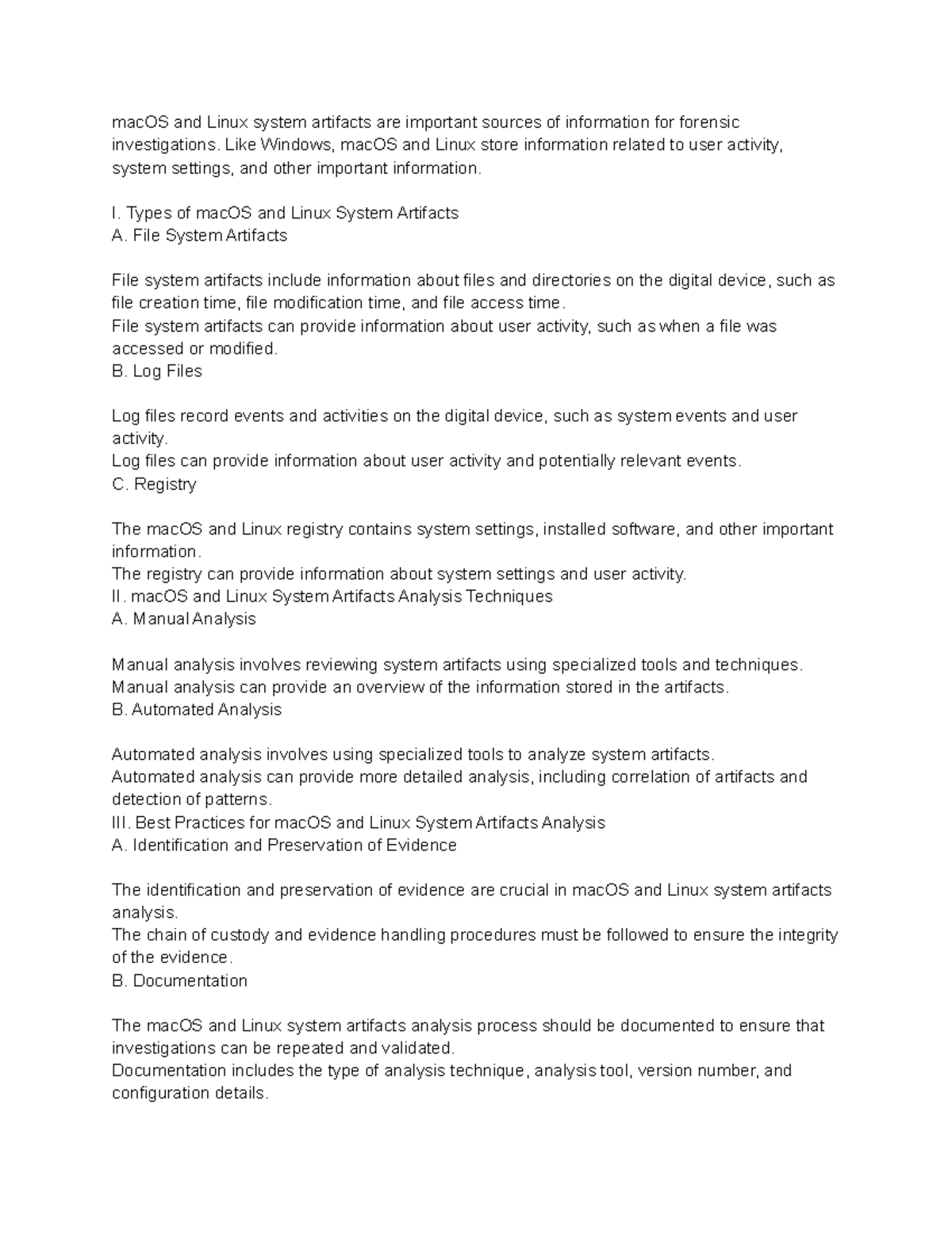 Mac os and linux system artifacts notes macos and linux system