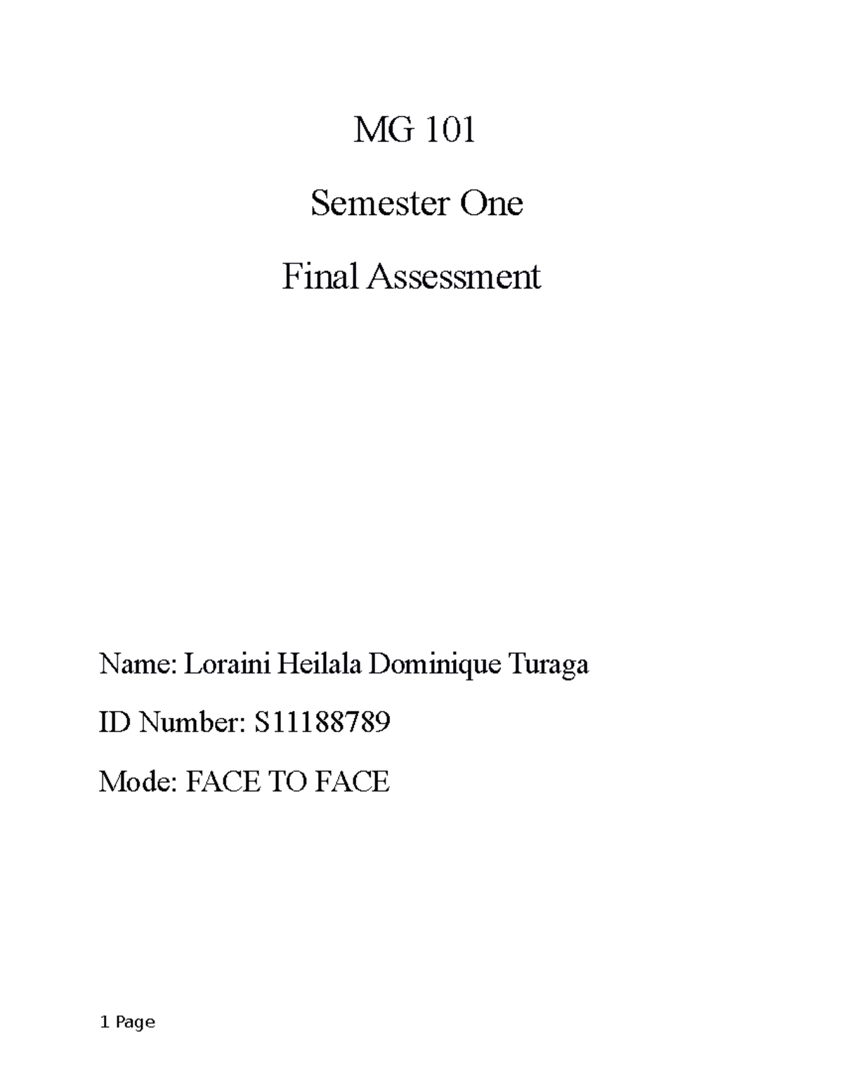 Final Assesment MG101 - It will help you with the format of the ...