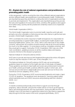 D1 - Unit 1, Health and Social Care OCR level 3 - D1 – Justify the use ...