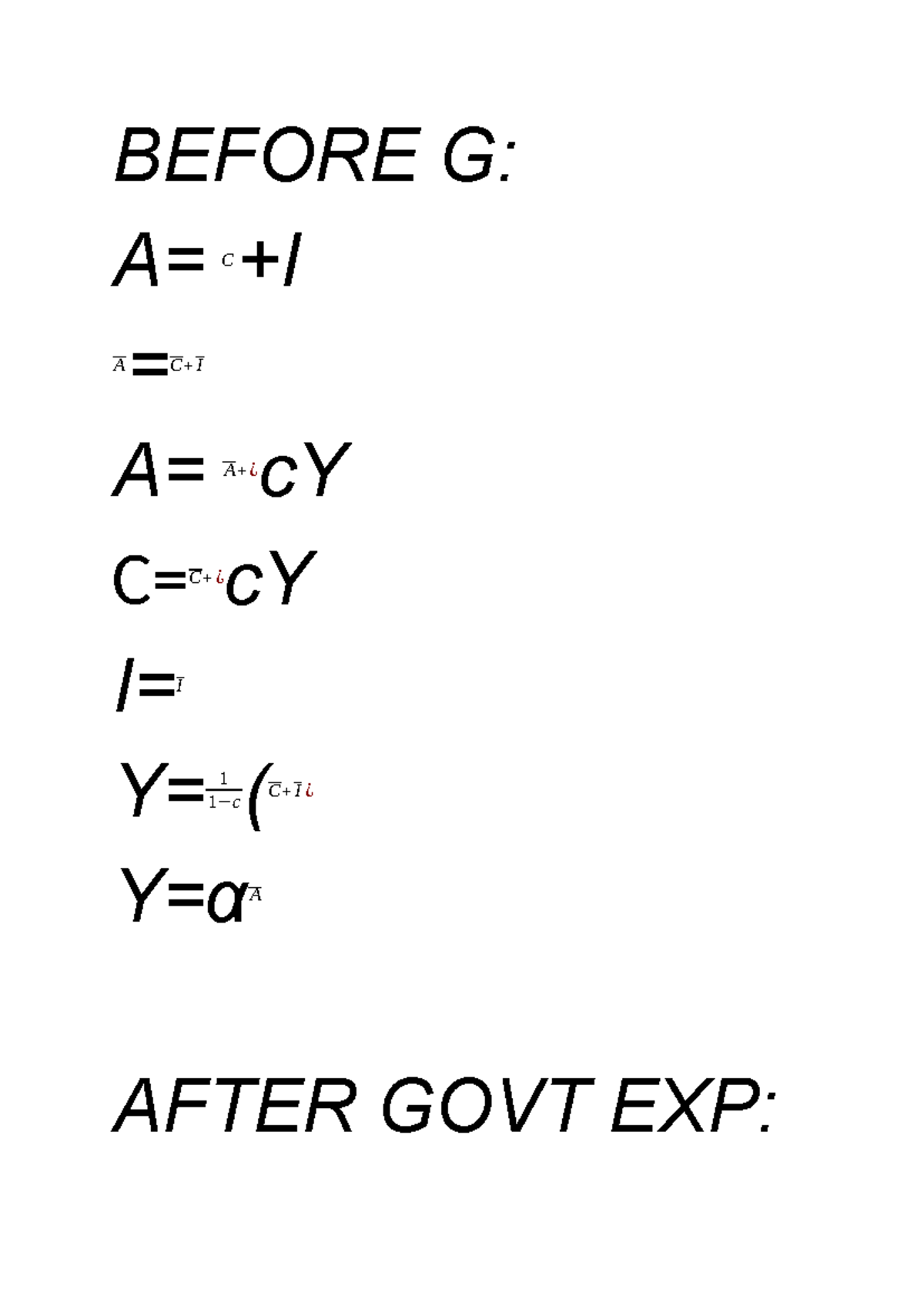 CFEB Class Activity Chapter 4 2 2024 - BEFORE G: A= C +I A = C+ I A= A+ ...
