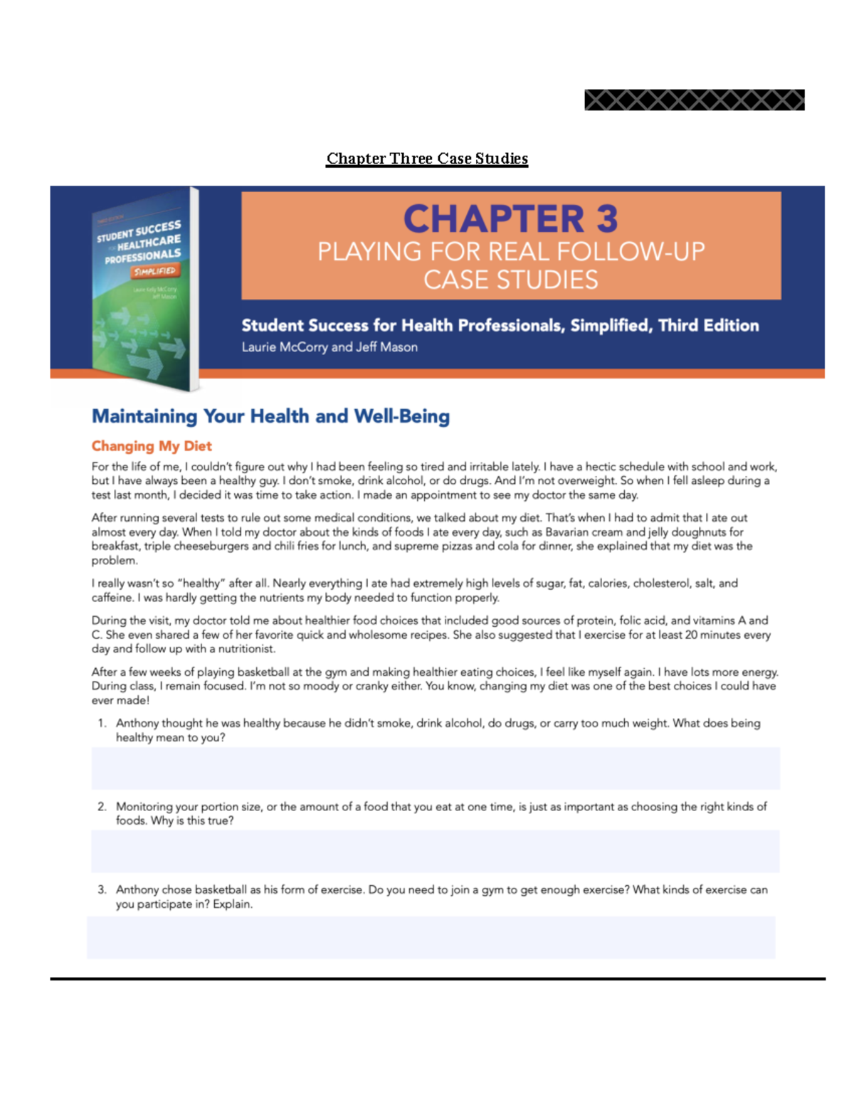 Ch3 Homework Assignment - Chapter Three Case Studies Chapter Three Case ...