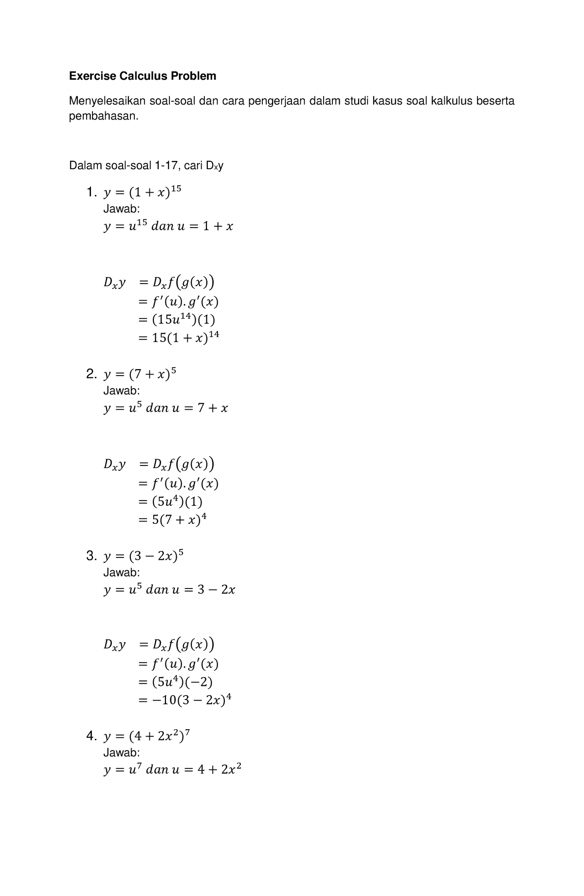 Exercise Calculus Problem - Exercise Calculus Problem Menyelesaikan ...