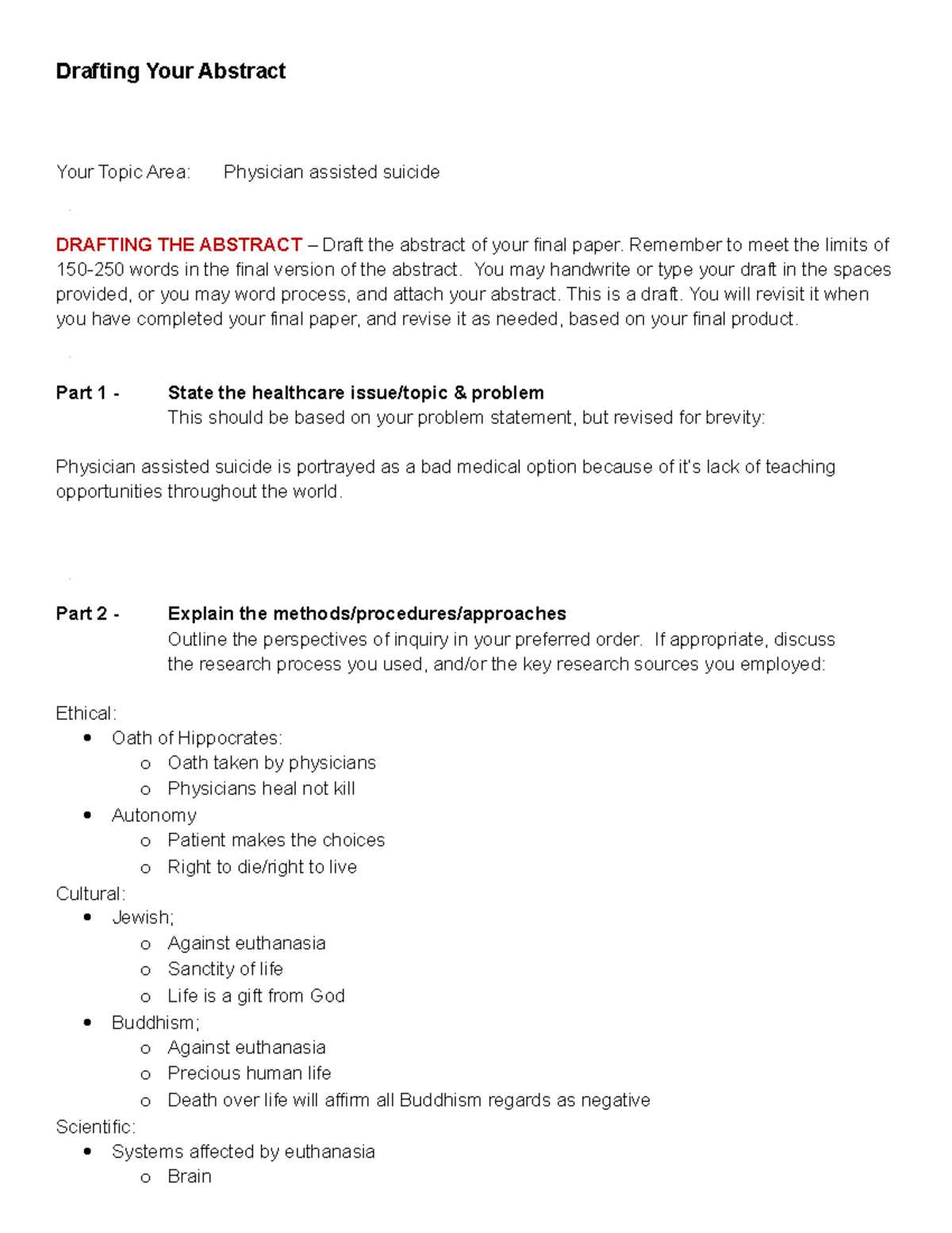 Abstract Draft PAS - N/A - Drafting Your Abstract Your Topic Area ...