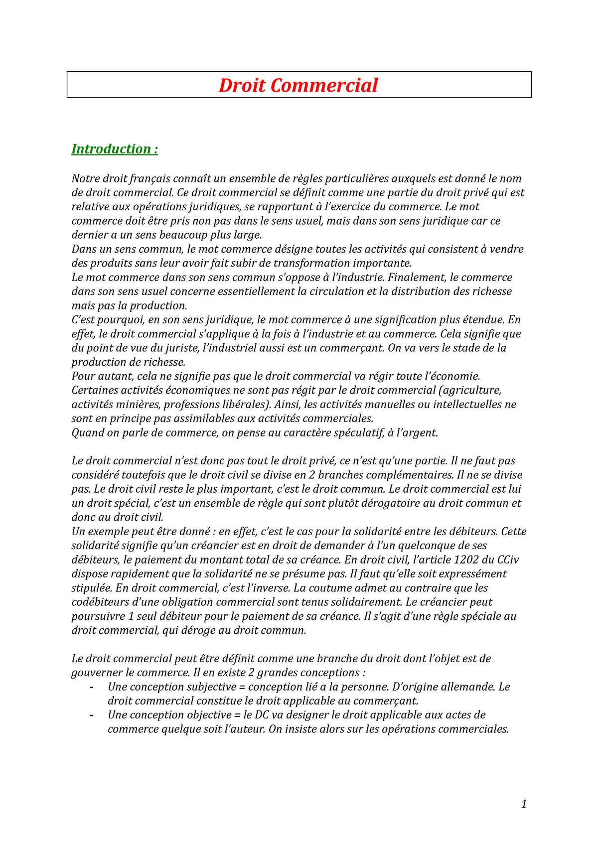 introduction dissertation droit commercial