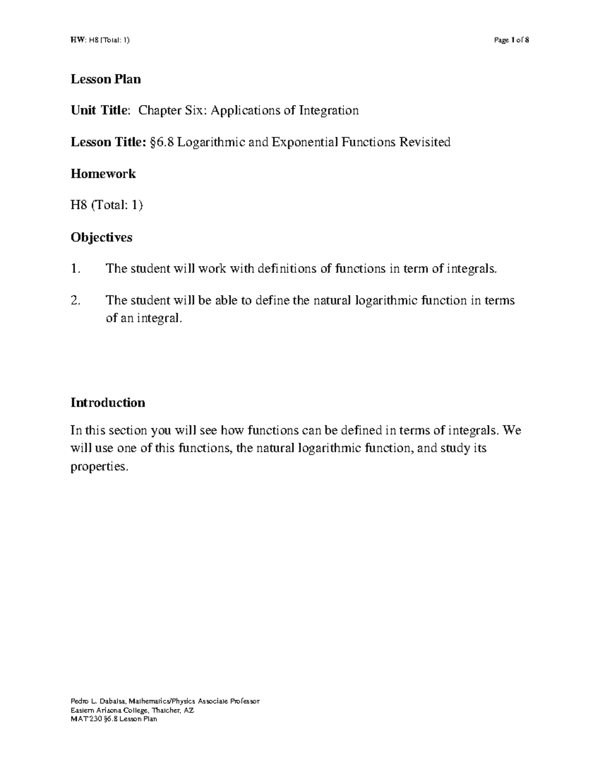 6 8 Logarithmic and Exponential Functions Revisited - Pedro L. Dabalsa ...