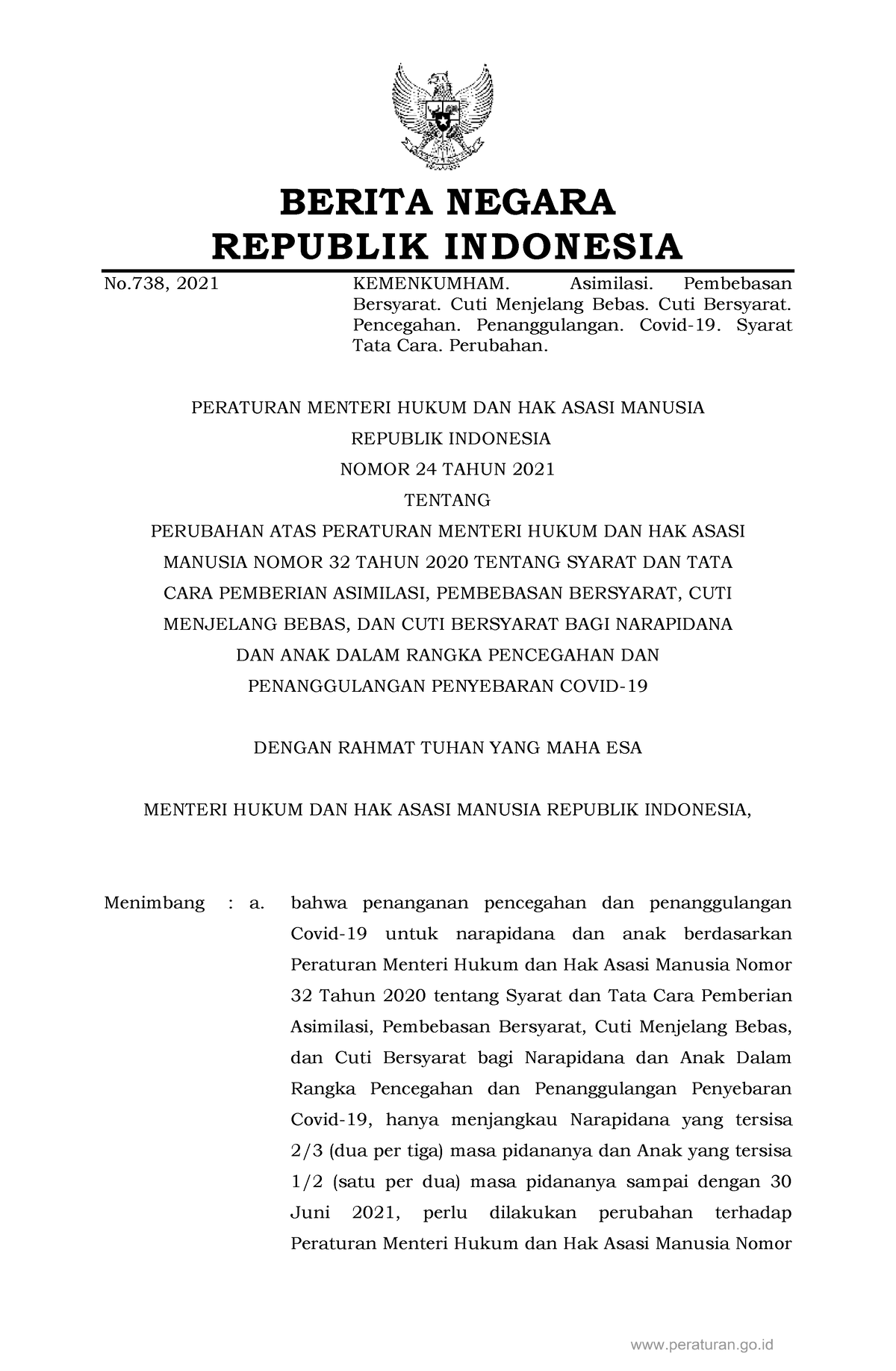 24 Tahun 2021 - Jdhsbab - BERITA NEGARA REPUBLIK INDONESIA No, 2021 ...