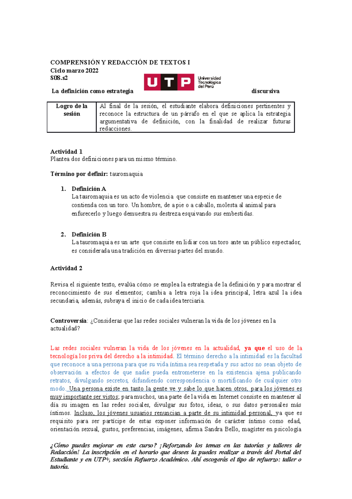 S08.s2 -La Definición Como Estrategia Argumentativa (material) Marzo ...